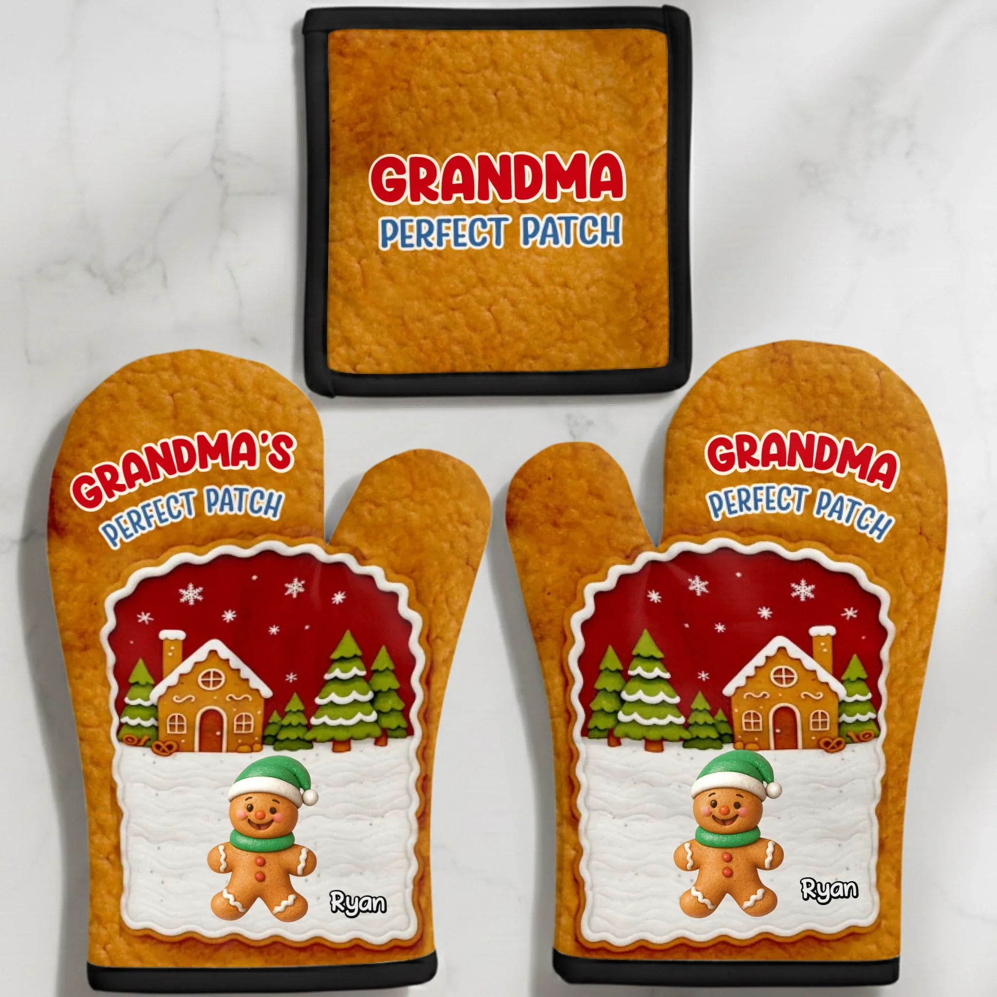 Custom Oven Mitt And Pot Holder Set - Personalized Christmas Birthday Gifts For Mom, Grandma - Cooking Love Passed Through Generations - Image 2