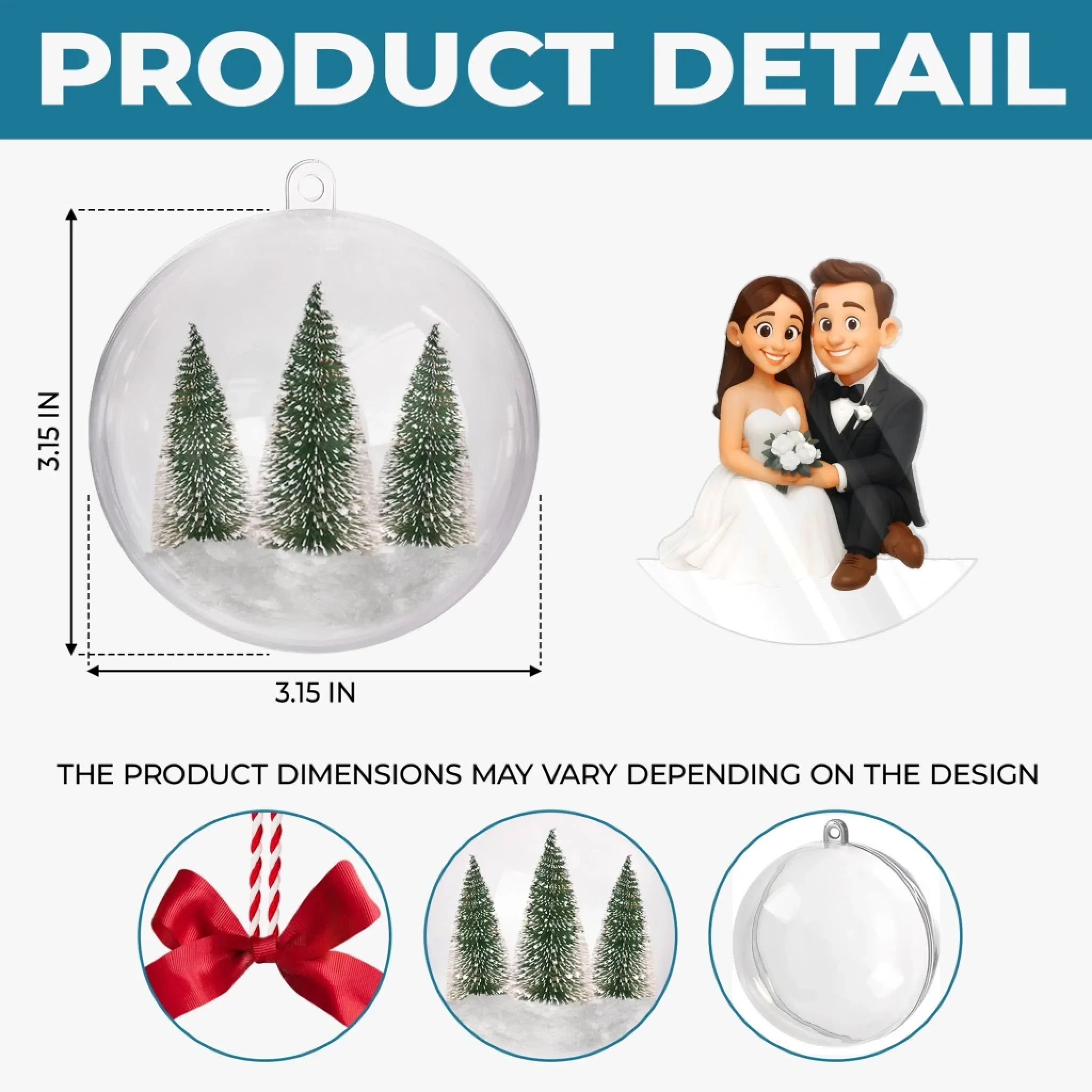 Custom Photo 3D Acrylic Ball Ornament - Personalized Anniversary Christmas Wedding Gifts For Husband And Wife, Him And Her - Sparkle Of Forever - Image 5