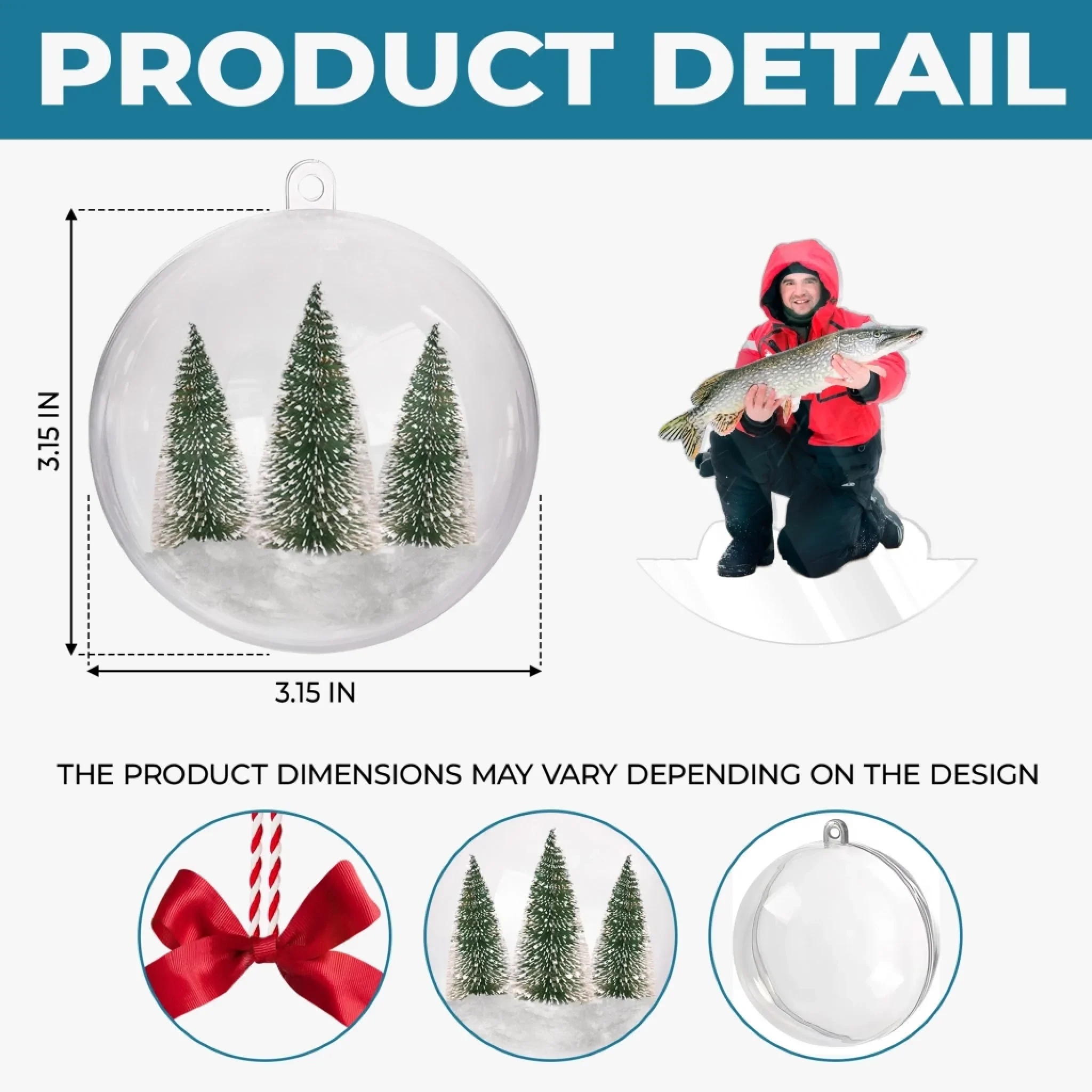 Custom Photo 3D Acrylic Ball Ornament - Personalized Christmas Birthday Fishing Gifts For Fisherman - Santa’s Secret Fishing Buddy - Image 5