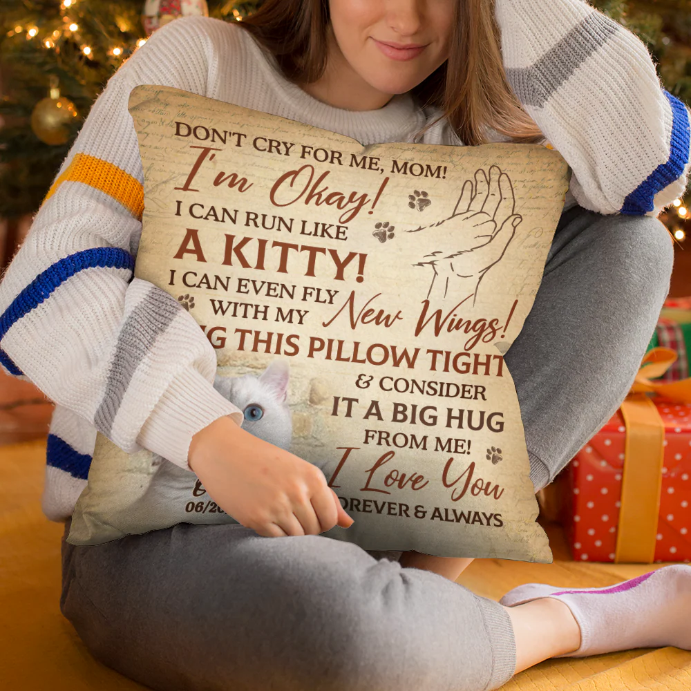 Custom Photo A Big Hug From Me To You - Memorial Personalized Custom Pillow - Sympathy Gift For Pet Owners, Pet Lovers - Image 4