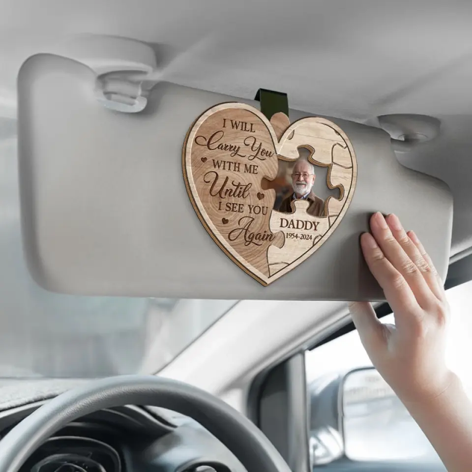 Custom Photo A Big Piece Of My Heart Lives In Heaven - Memorial Personalized Custom Car Visor Clip - Sympathy Gift For Family Members - Image 4
