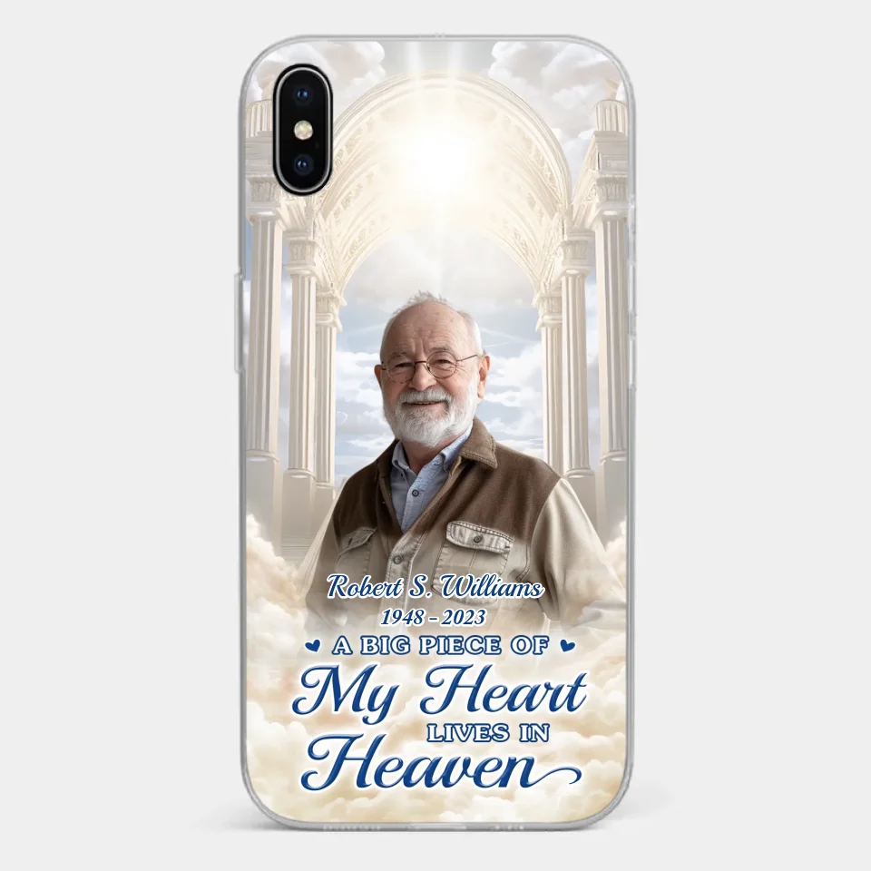 Custom Photo A Big Piece Of My Heart Lives In Heaven - Memorial Personalized Custom Clear Phone Case - Sympathy Gift For Family Members - Image 26