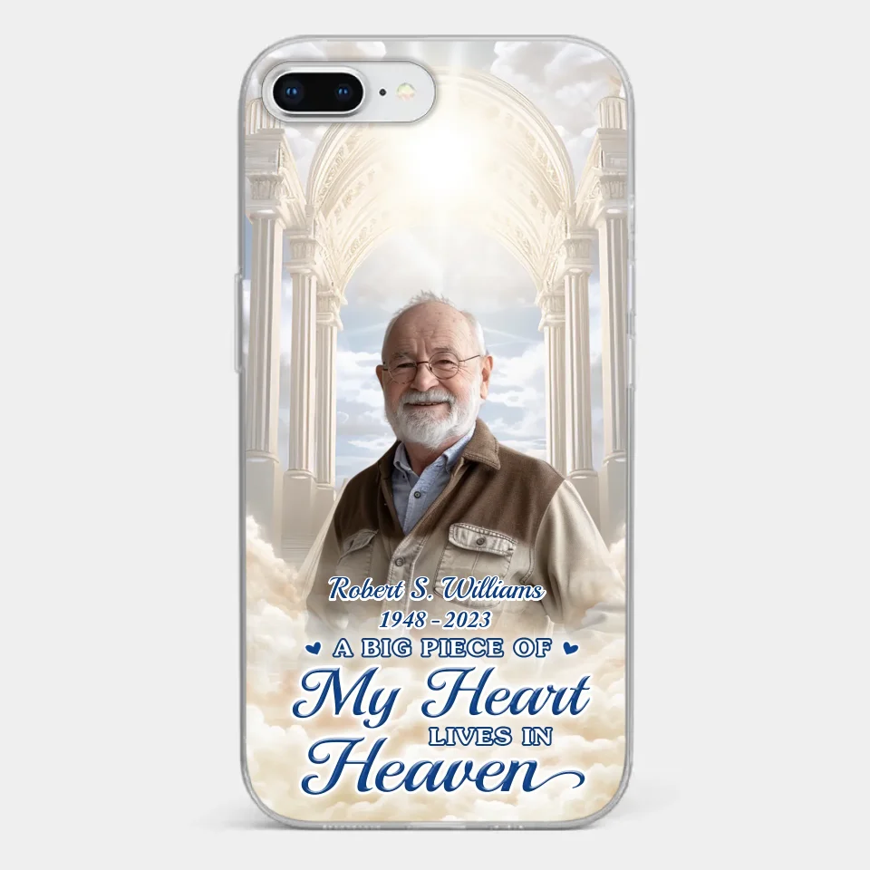 Custom Photo A Big Piece Of My Heart Lives In Heaven - Memorial Personalized Custom Clear Phone Case - Sympathy Gift For Family Members - Image 3