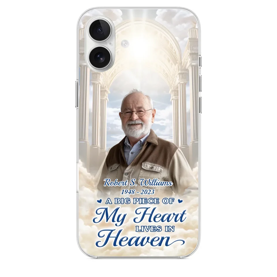 Custom Photo A Big Piece Of My Heart Lives In Heaven - Memorial Personalized Custom Clear Phone Case - Sympathy Gift For Family Members - Image 33