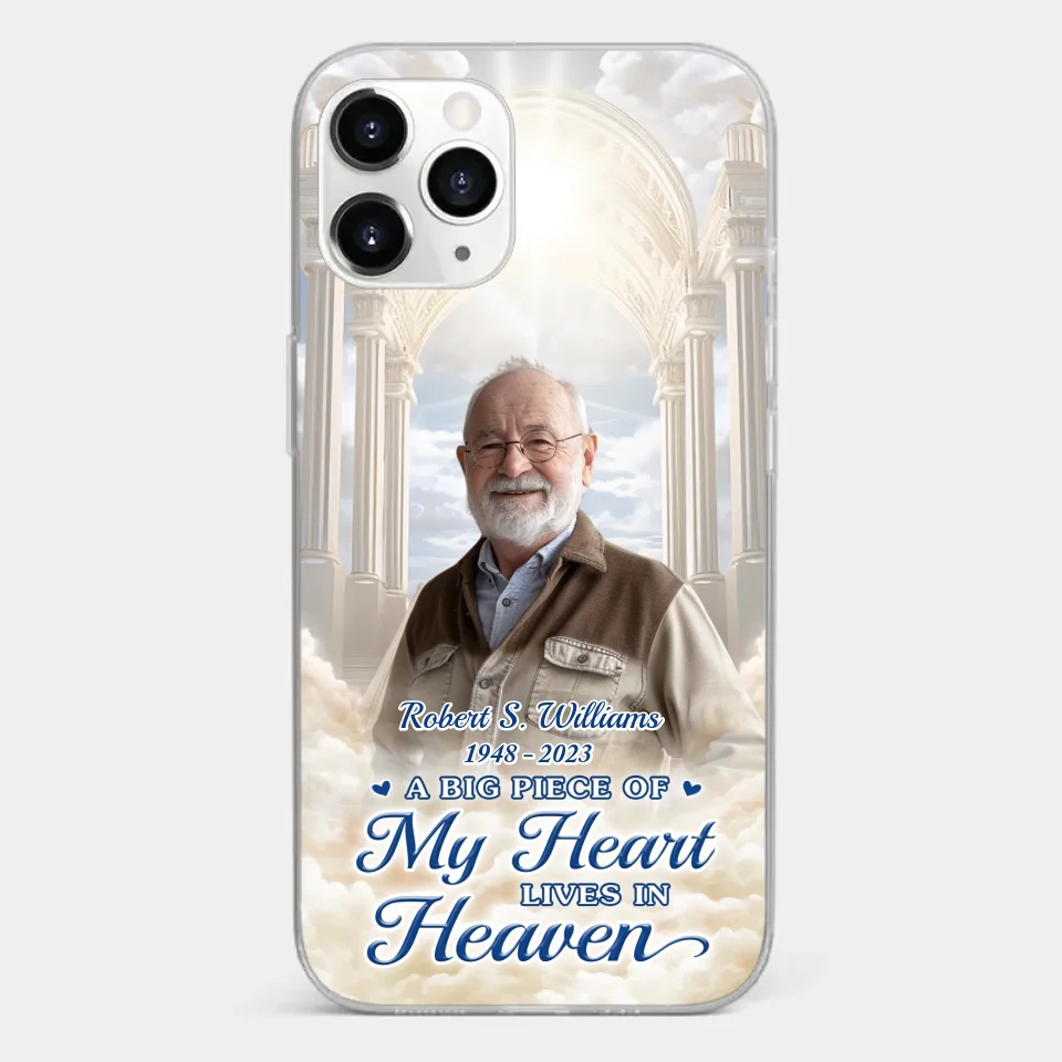 Custom Photo A Big Piece Of My Heart Lives In Heaven - Memorial Personalized Custom Clear Phone Case - Sympathy Gift For Family Members - Image 7