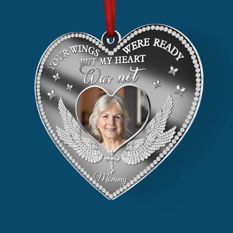 Custom Photo A Big Piece Of My Heart Lives In Heaven - Memorial Personalized Custom Mirrored Acrylic Ornament - Sympathy Gift, Christmas Gift For Family Members - Image 4