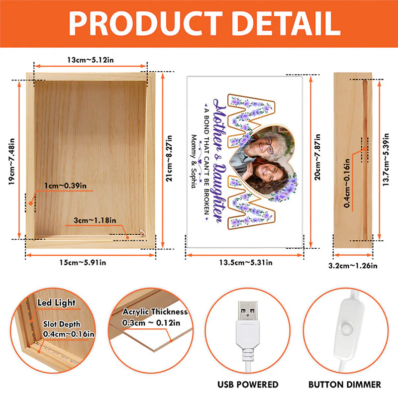 Custom Photo A Bond That Can't Be Broken - Family Personalized Custom Frame Light Box - Gift For Mom - Image 5