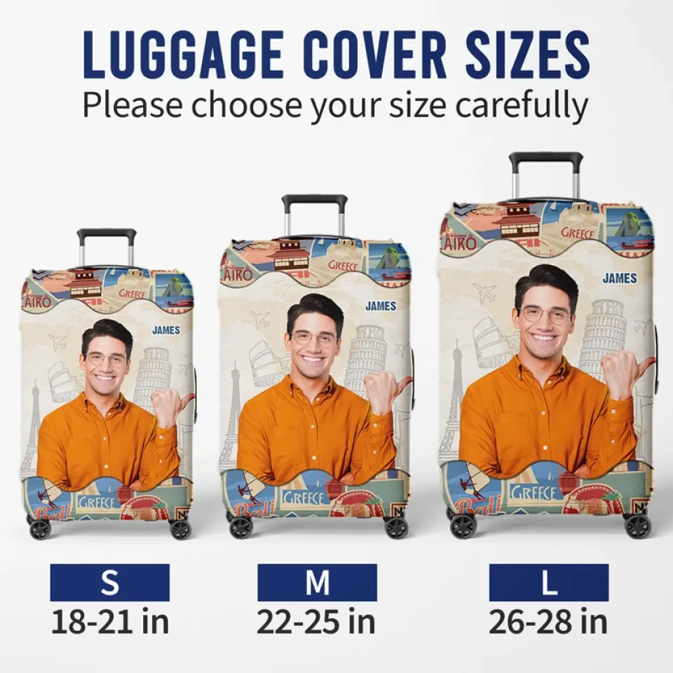 Custom Photo A Guy Loves Traveling - Travel Personalized Custom Luggage Cover - Holiday Vacation Gift, Gift For Adventure Travel Lovers - Image 6