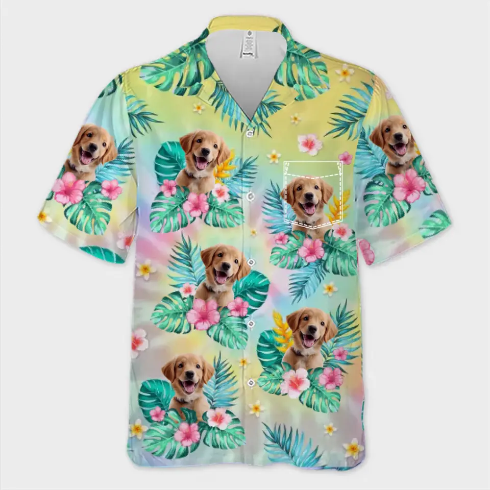 Custom Photo A Happy Family Is But An Earlier Heaven - Family Personalized Custom Unisex Tropical Hawaiian Aloha Shirt - Summer Vacation Gift, Gift For Family Members, Pet Owners, Pet Lovers - Image 3