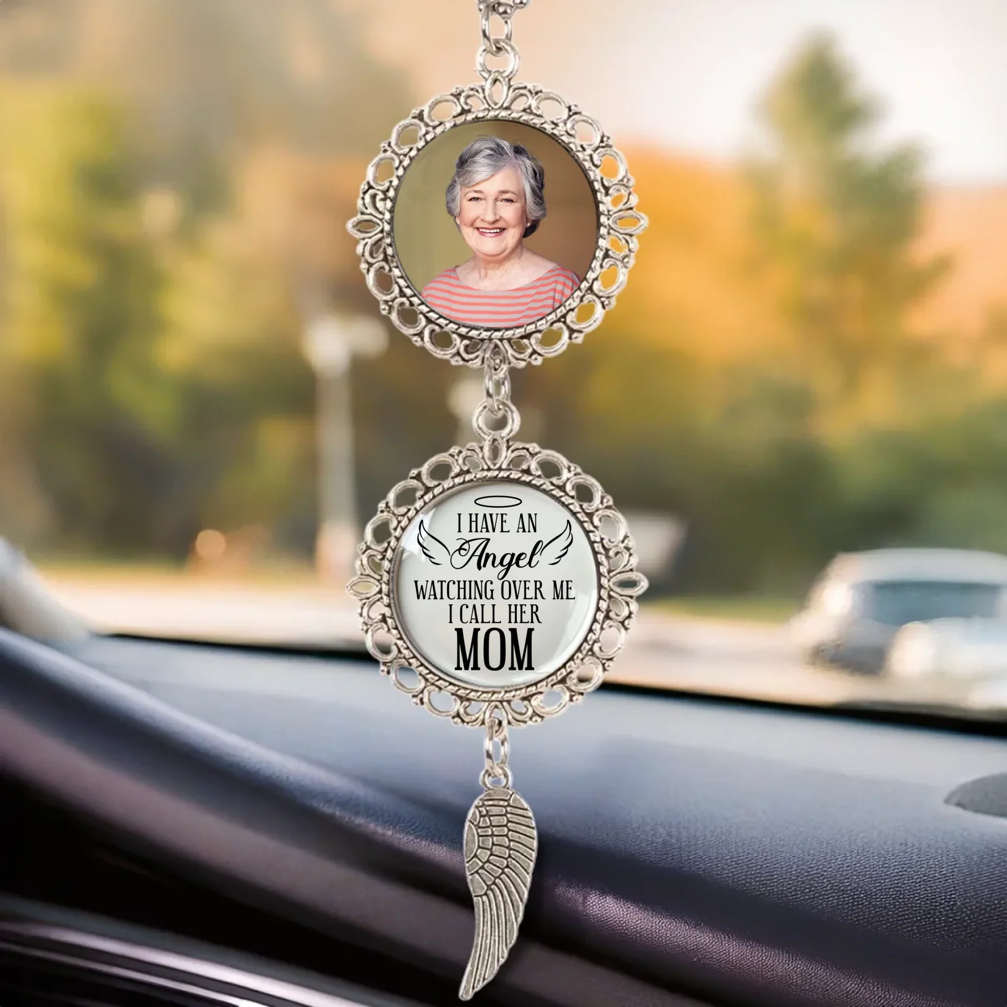Custom Photo A Life Well Lived, A Love Well Shared - Memorial Personalized Custom Metal Car Hanging Ornament With Charm - Sympathy Gift For Family Members - Image 2
