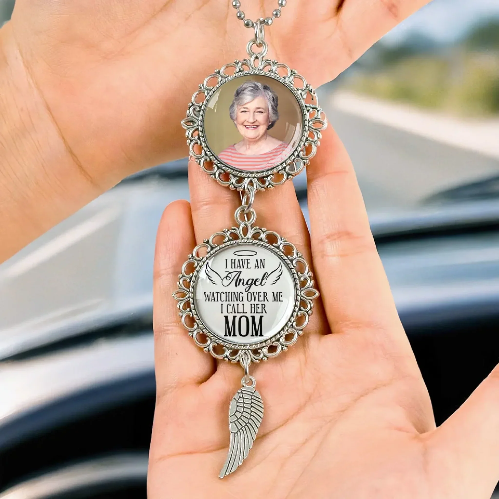 Custom Photo A Life Well Lived, A Love Well Shared - Memorial Personalized Custom Metal Car Hanging Ornament With Charm - Sympathy Gift For Family Members - Image 3