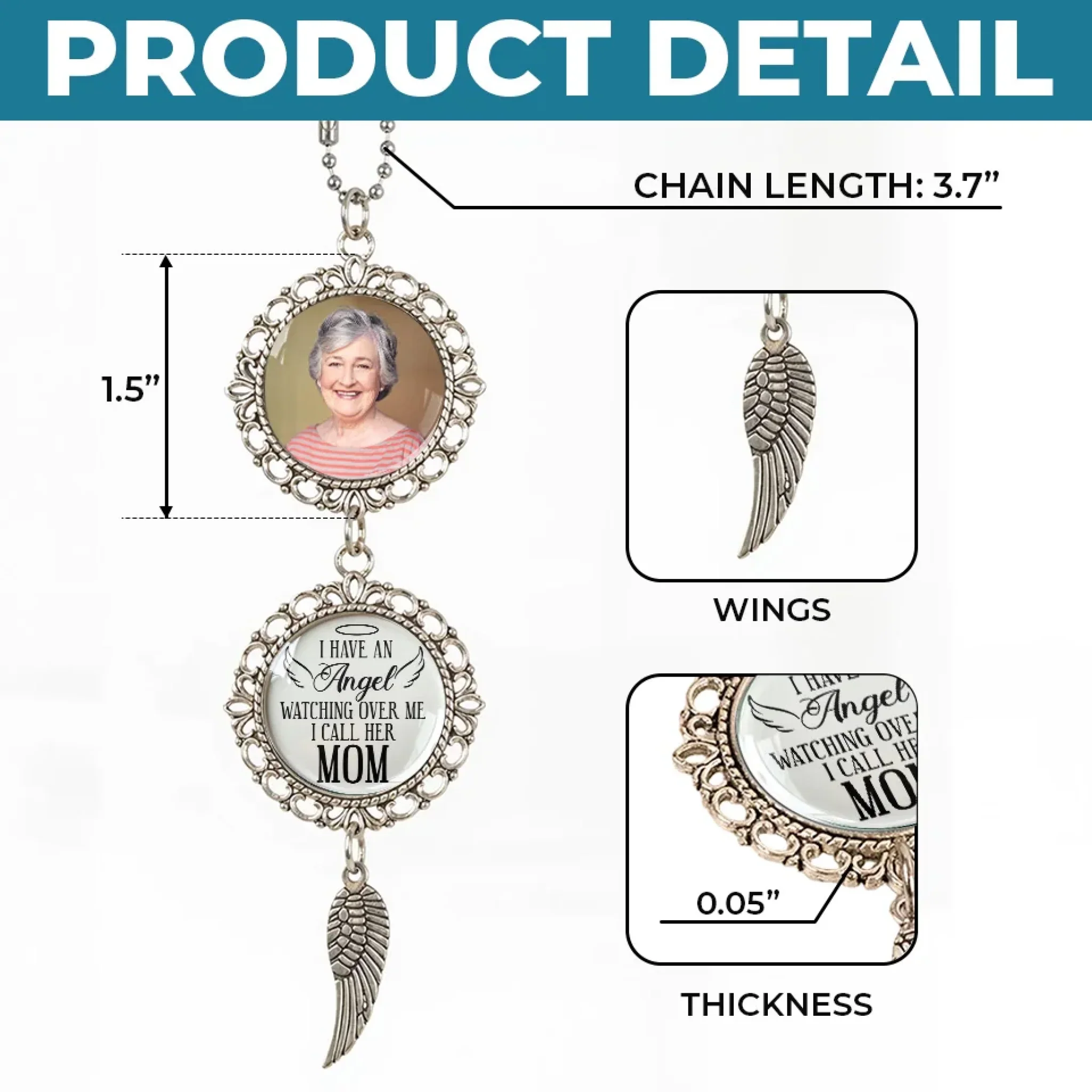 Custom Photo A Life Well Lived, A Love Well Shared - Memorial Personalized Custom Metal Car Hanging Ornament With Charm - Sympathy Gift For Family Members - Image 5