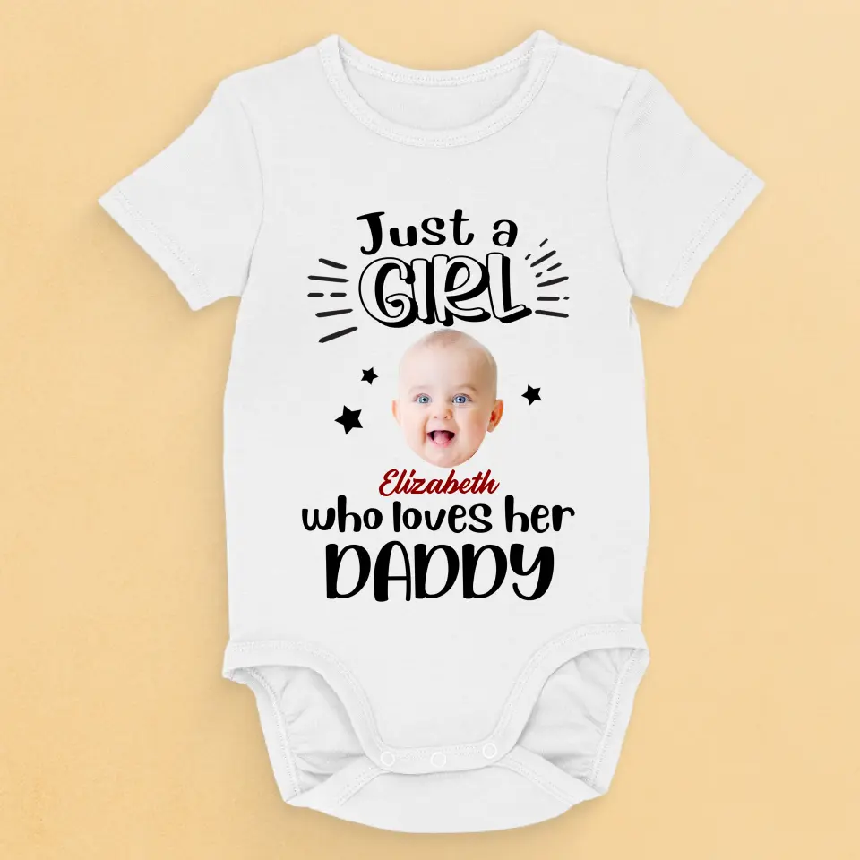 Custom Photo A Little Bit Of Heaven Sent Down To Earth - Family Personalized Custom Baby Onesie - Father's Day, Baby Shower Gift, Gift For First Dad - Image 2
