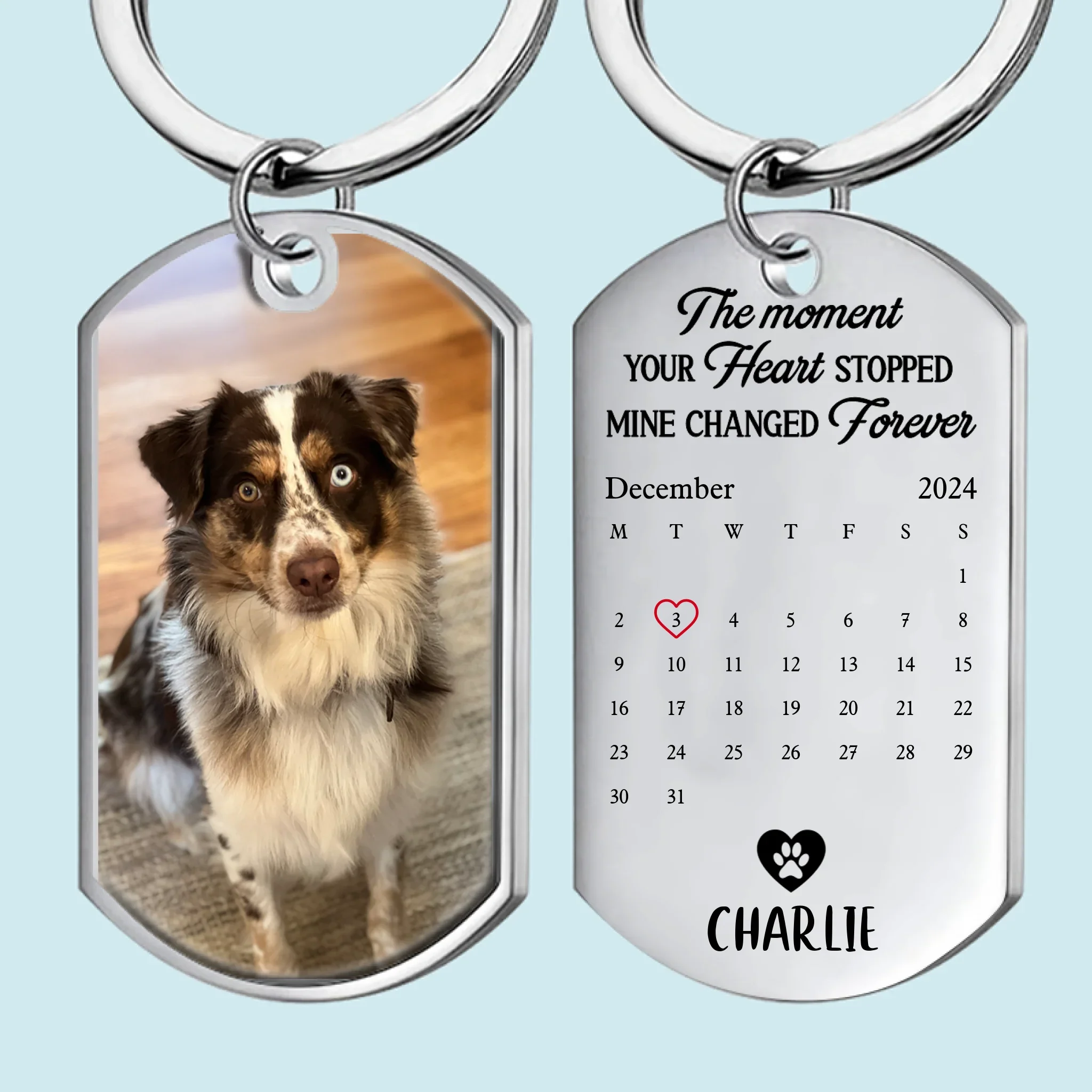 Custom Photo Keychain - Personalized Pet Memorial  Gifts For Dogs, Cats - A Loyal Heart Never Fades - Image 2