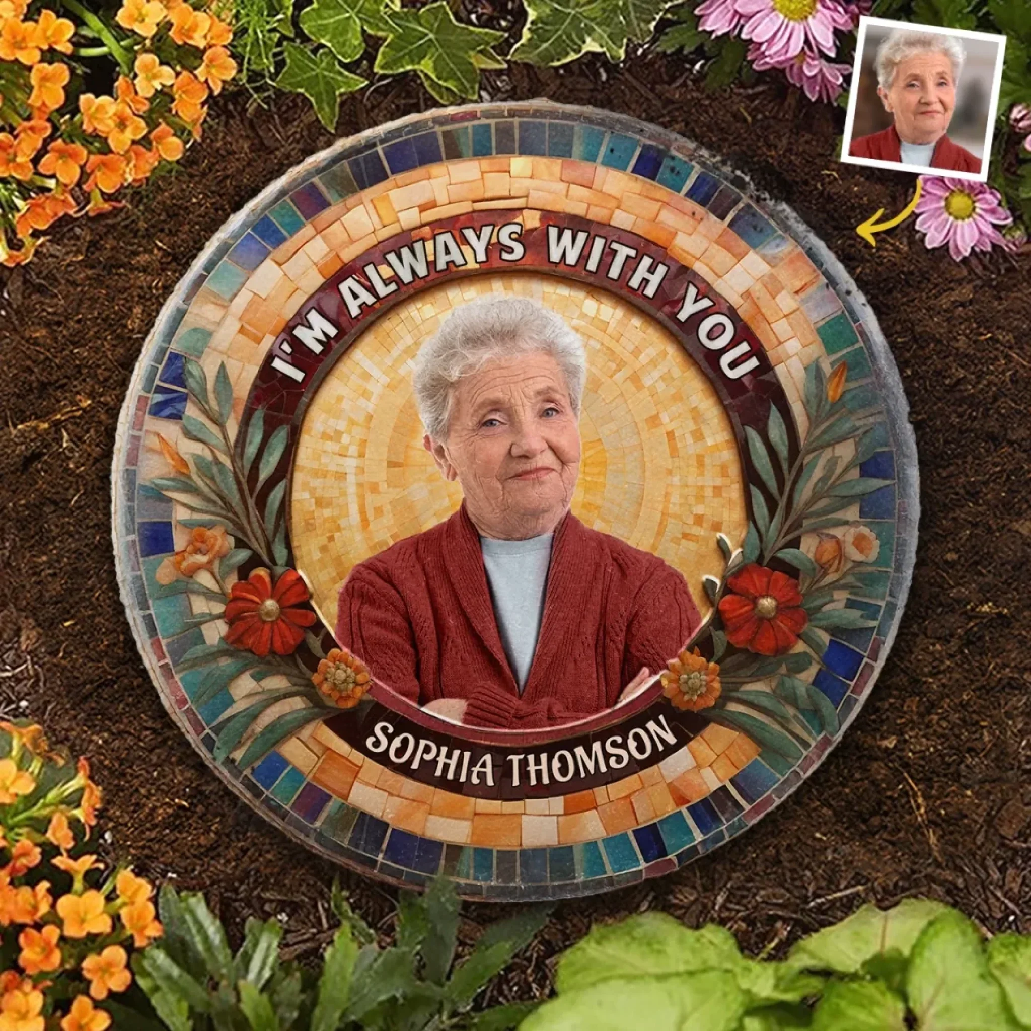 Custom Photo A Quiet Presence That Echoes Still - Memorial Personalized Custom Round Shaped Stone With Stand - Sympathy Gift For Family Members - Image 6