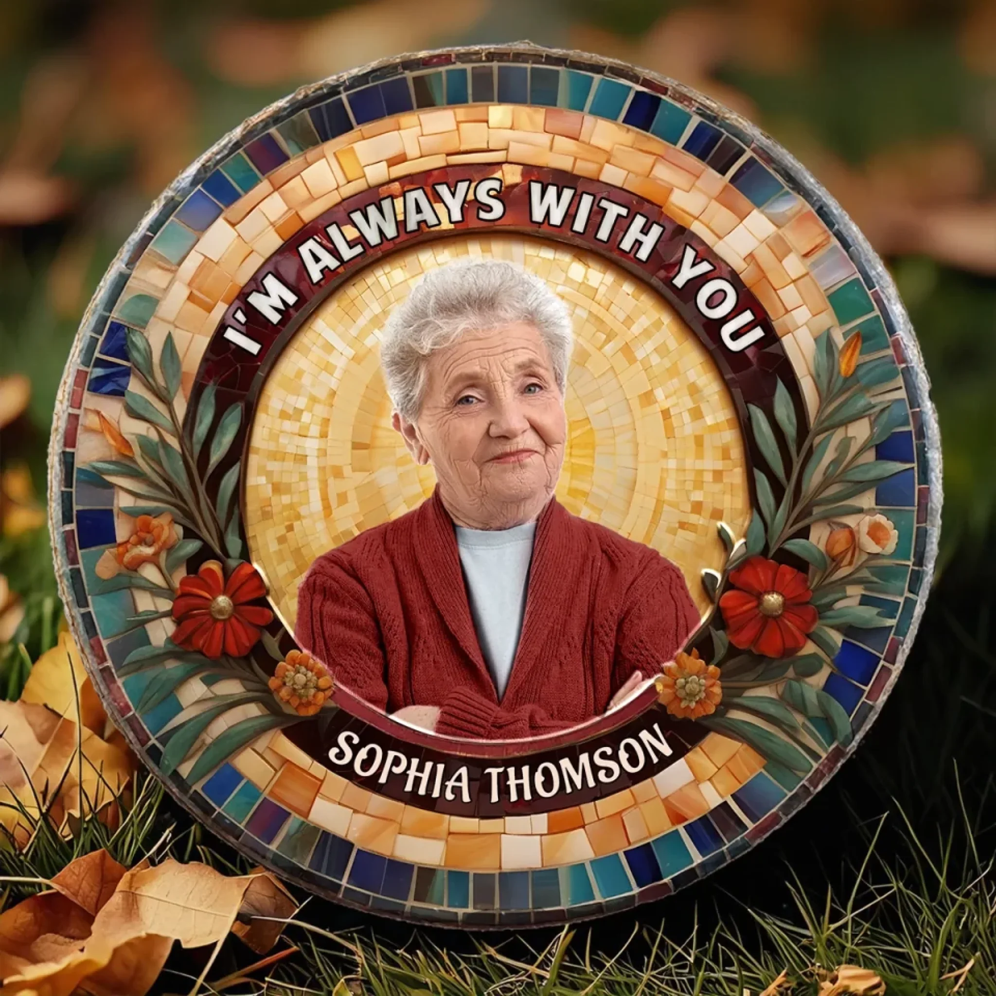 Custom Photo A Quiet Presence That Echoes Still - Memorial Personalized Custom Round Shaped Stone With Stand - Sympathy Gift For Family Members - Image 7