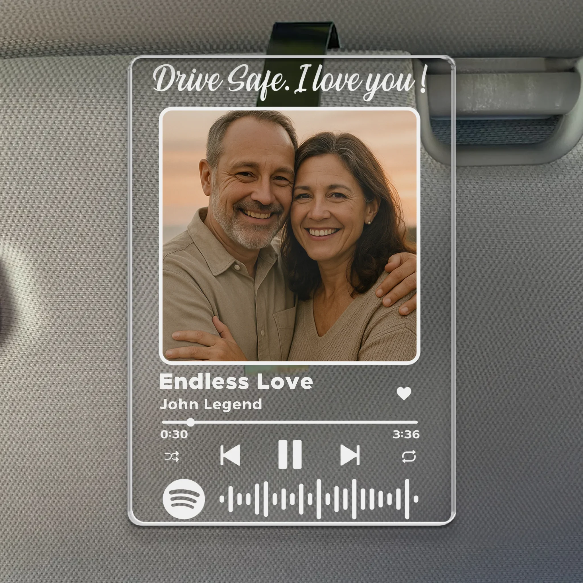 Custom Photo Acrylic Car Visor Clip - Personalized Anniversary Wedding Gifts For Husband And Wife, Him And Her - Love Is Our Foundation - Image 2