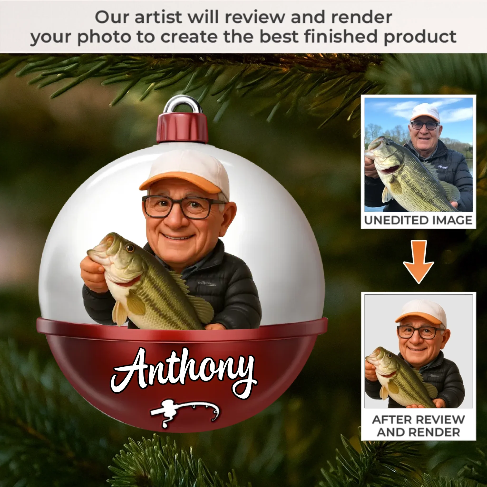 Custom Photo Acrylic Ornament - Personalized Christmas Birthday Fishing Gifts For Fisherman - Casting Dreams On Quiet Waters - Image 2