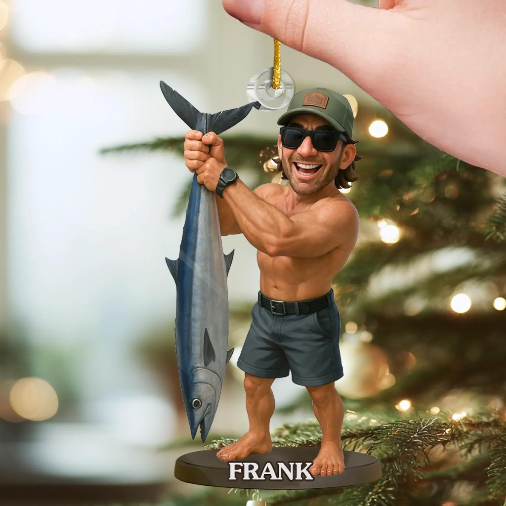 Custom Photo Acrylic Ornament - Personalized Christmas Birthday Fishing Gifts For Fisherman - Catch Of The Year - Image 3
