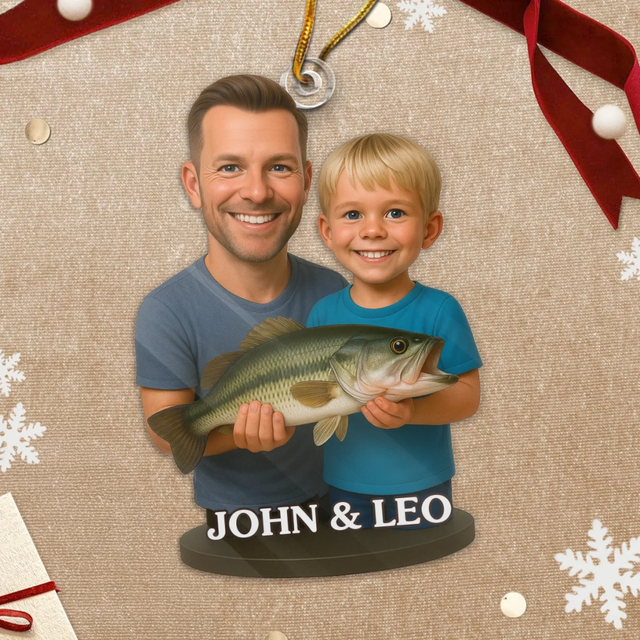 Custom Photo Acrylic Ornament - Personalized Christmas Birthday Fishing Gifts For Fisherman - Dad’s Little Fishing Partners Forever - Image 5