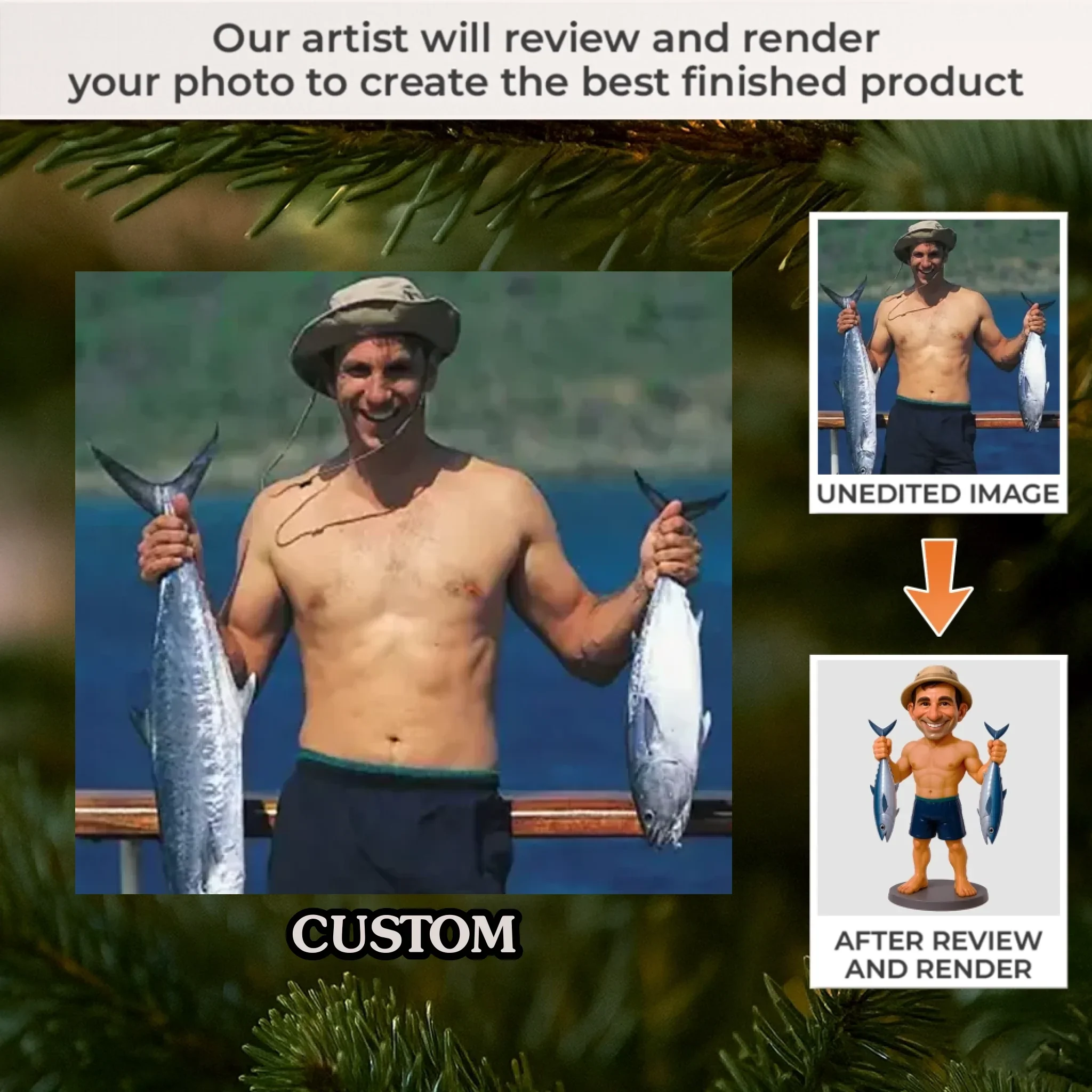 Custom Photo Acrylic Ornament - Personalized Christmas Birthday Fishing Gifts For Fisherman - Fish Whisperer - Image 2