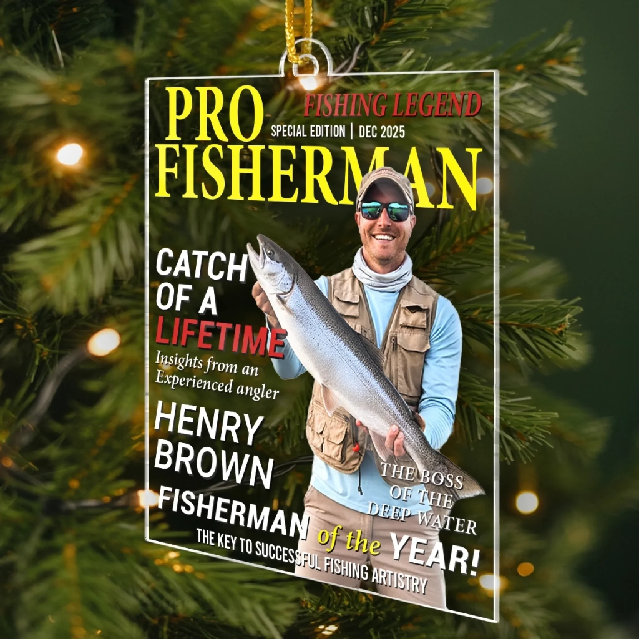 Custom Photo Acrylic Ornament - Personalized Christmas Birthday Fishing Gifts For Fisherman - Hooked On Greatness - Image 3