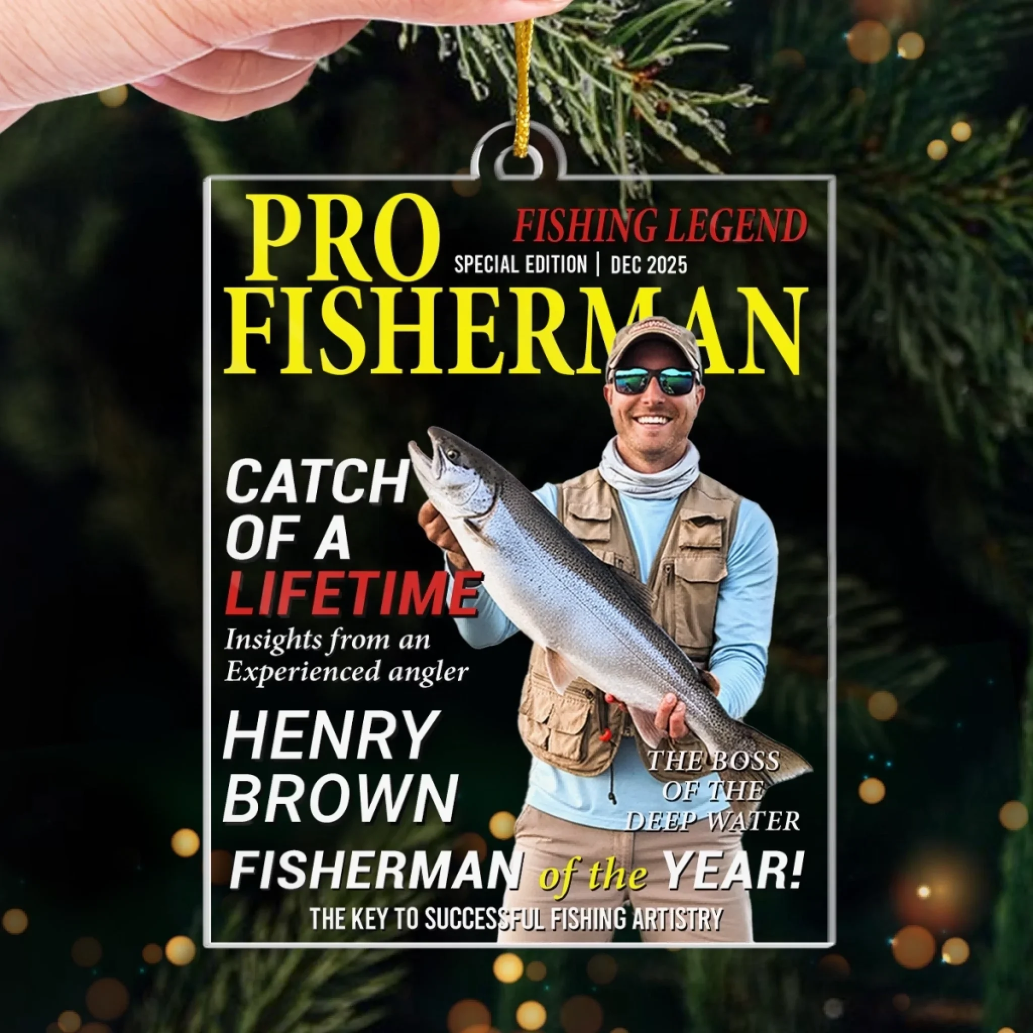 Custom Photo Acrylic Ornament - Personalized Christmas Birthday Fishing Gifts For Fisherman - Hooked On Greatness - Image 4
