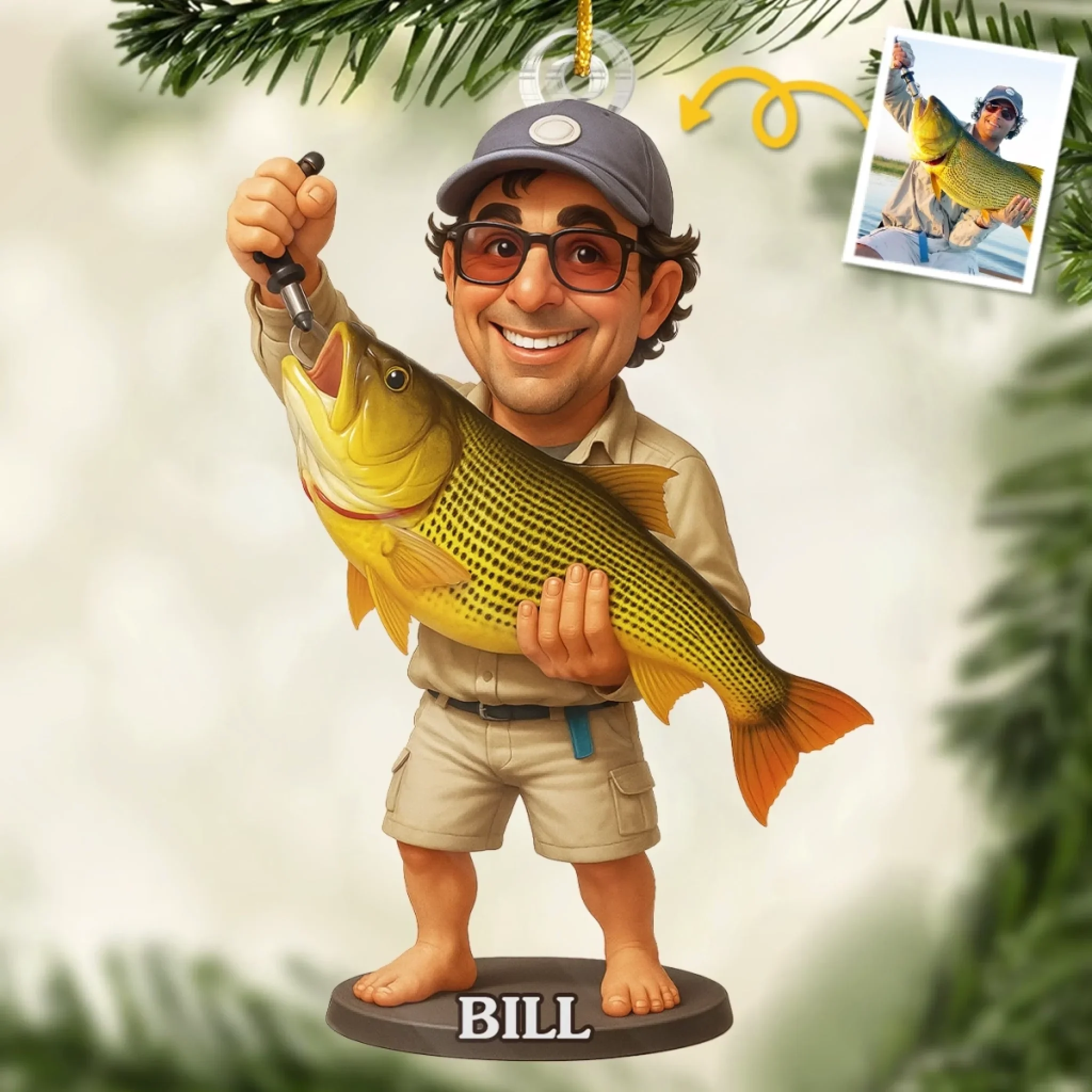 Custom Photo Acrylic Ornament - Personalized Christmas Birthday Fishing Gifts For Fisherman - Making Memories, One Catch At A Time