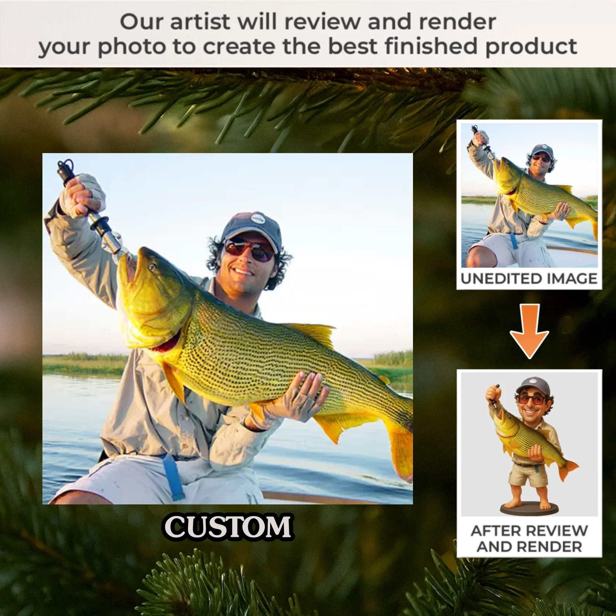Custom Photo Acrylic Ornament - Personalized Christmas Birthday Fishing Gifts For Fisherman - Making Memories, One Catch At A Time - Image 2