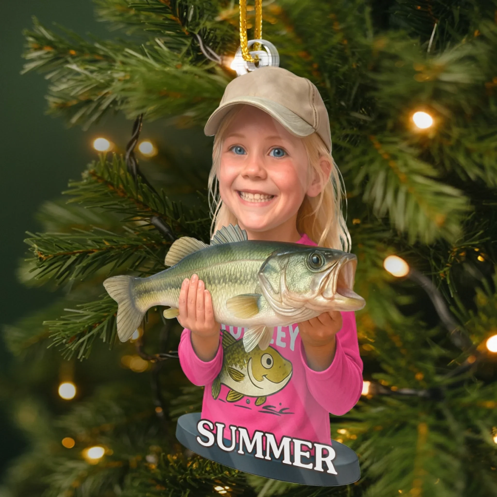 Custom Photo Acrylic Ornament - Personalized Christmas Birthday Fishing Gifts For Fisherman - Tiny Fishergirl With Big Dreams - Image 3