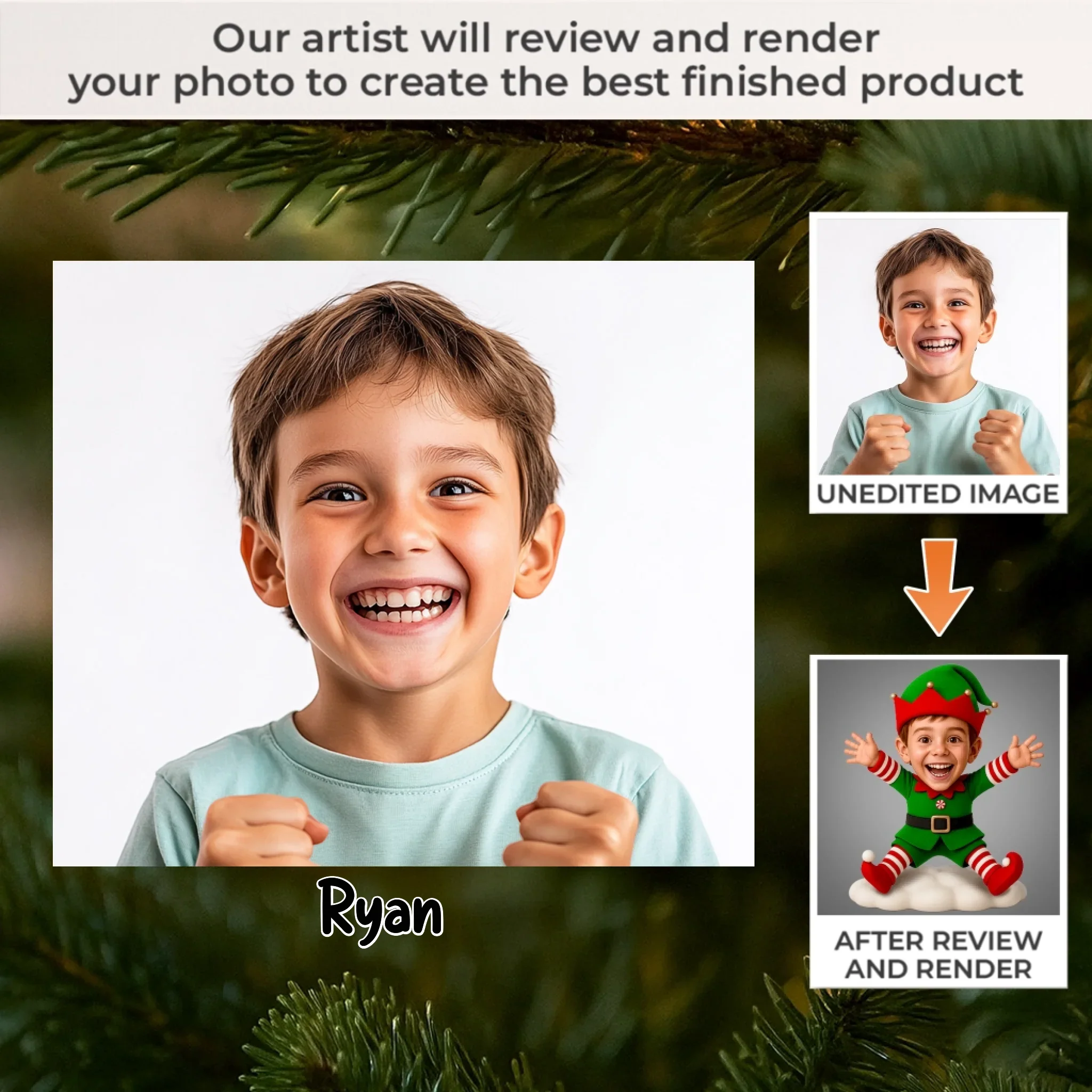 Custom Photo Acrylic Ornament - Personalized Christmas Birthday Gifts For Kids - Jolly And Surprised - Image 2