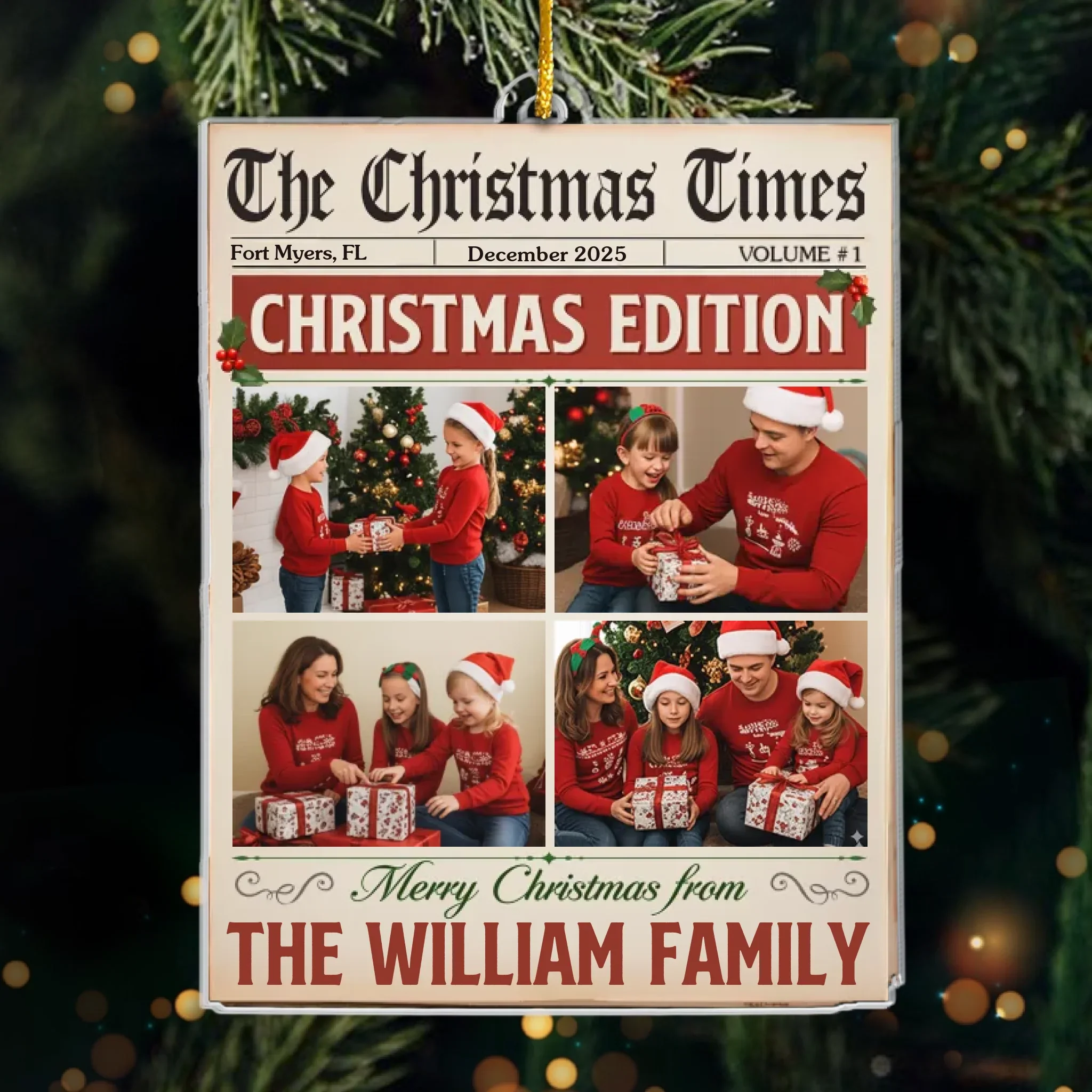 Custom Photo Acrylic Ornament - Personalized Christmas Birthday Gifts For Mom, Dad, Brother, Sister, Kids - Extra, Extra, Love’s The Headline This Year - Image 2