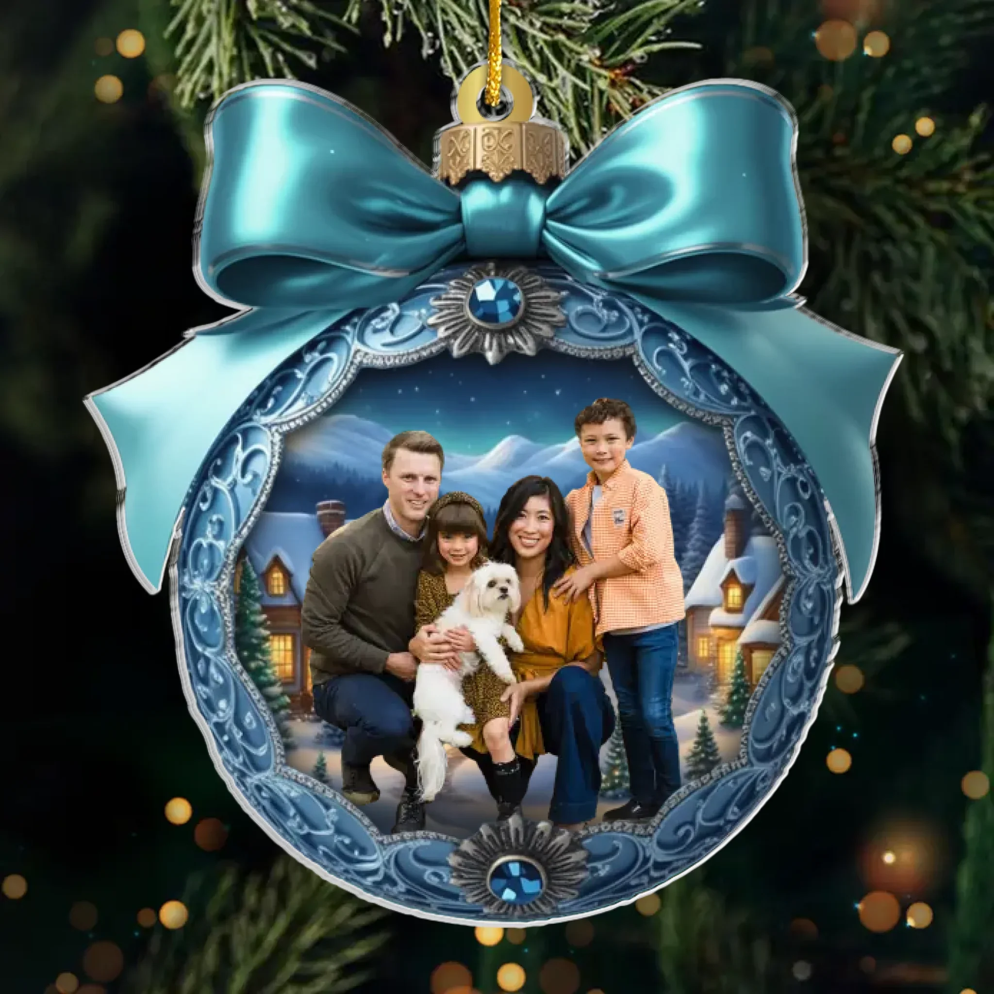 Custom Photo Acrylic Ornament - Personalized Christmas Birthday Gifts For Mom, Dad, Brother, Sister, Kids - Family Love Makes Spirits Bright - Image 2