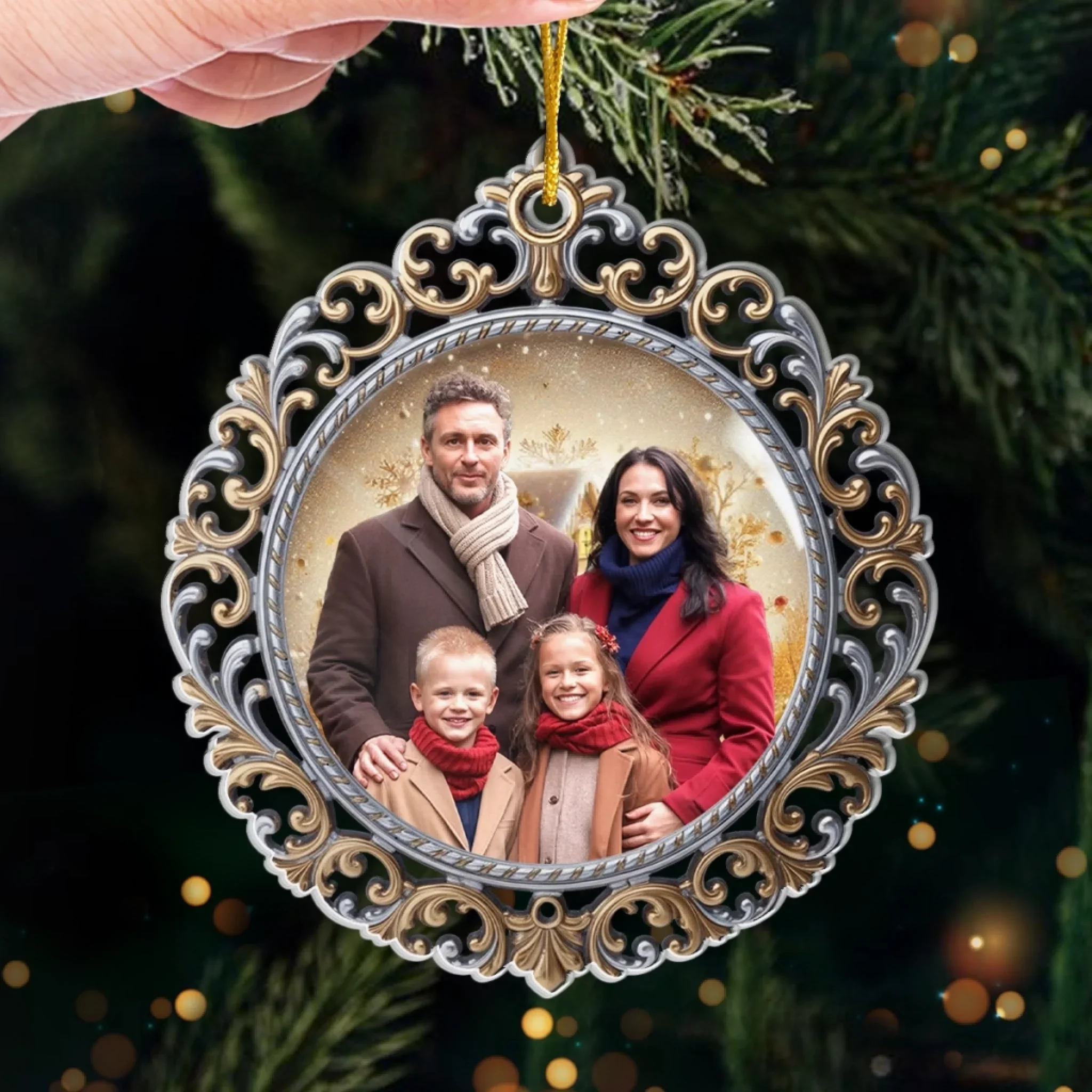 Custom Photo Acrylic Ornament - Personalized Christmas Birthday Gifts For Mom, Dad, Brother, Sister, Kids - Where Love Begins And Never Ends - Image 4