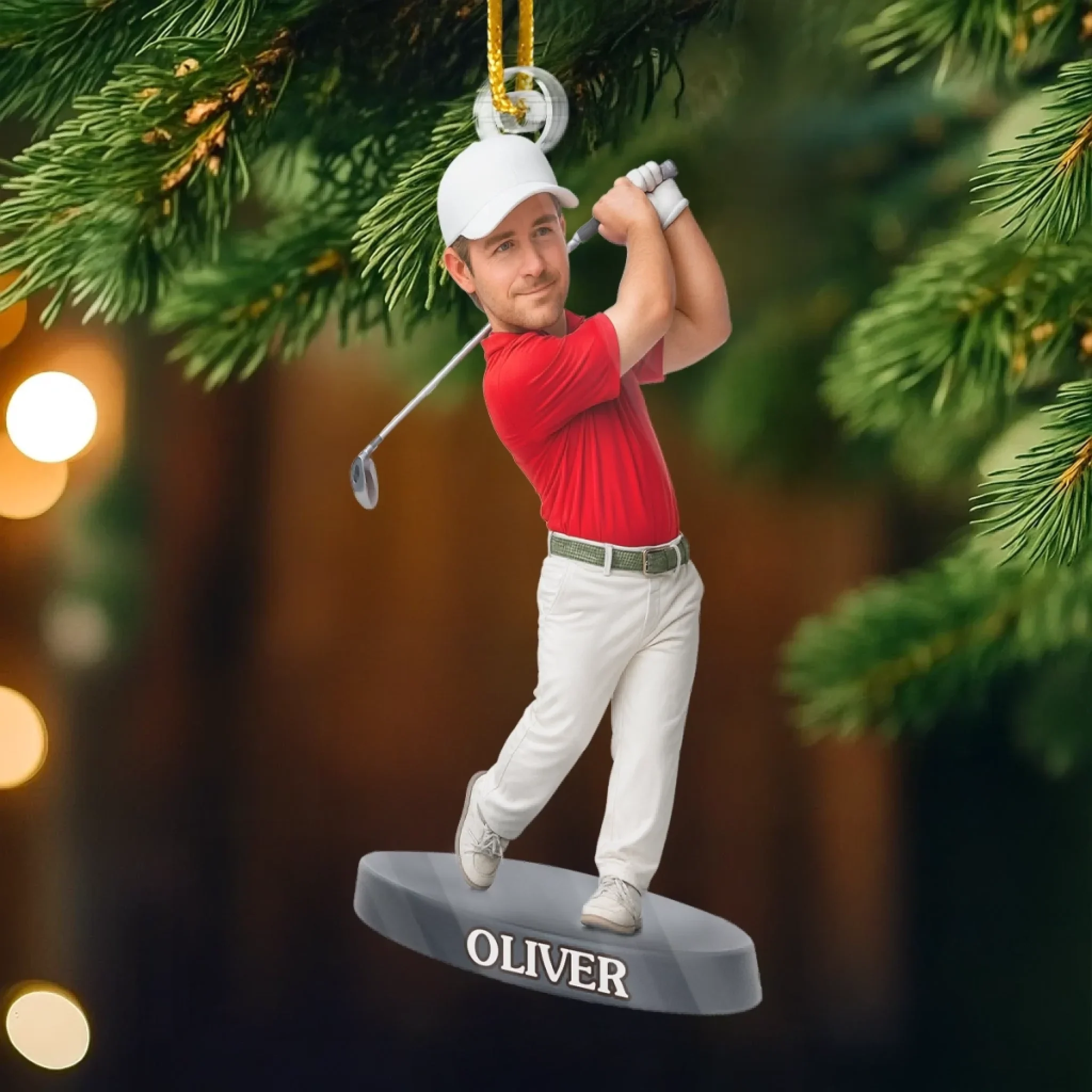 Custom Photo Acrylic Ornament - Personalized Christmas Birthday Golf Gifts For Men, Women - Chasing Dreams On Green Fields - Image 3