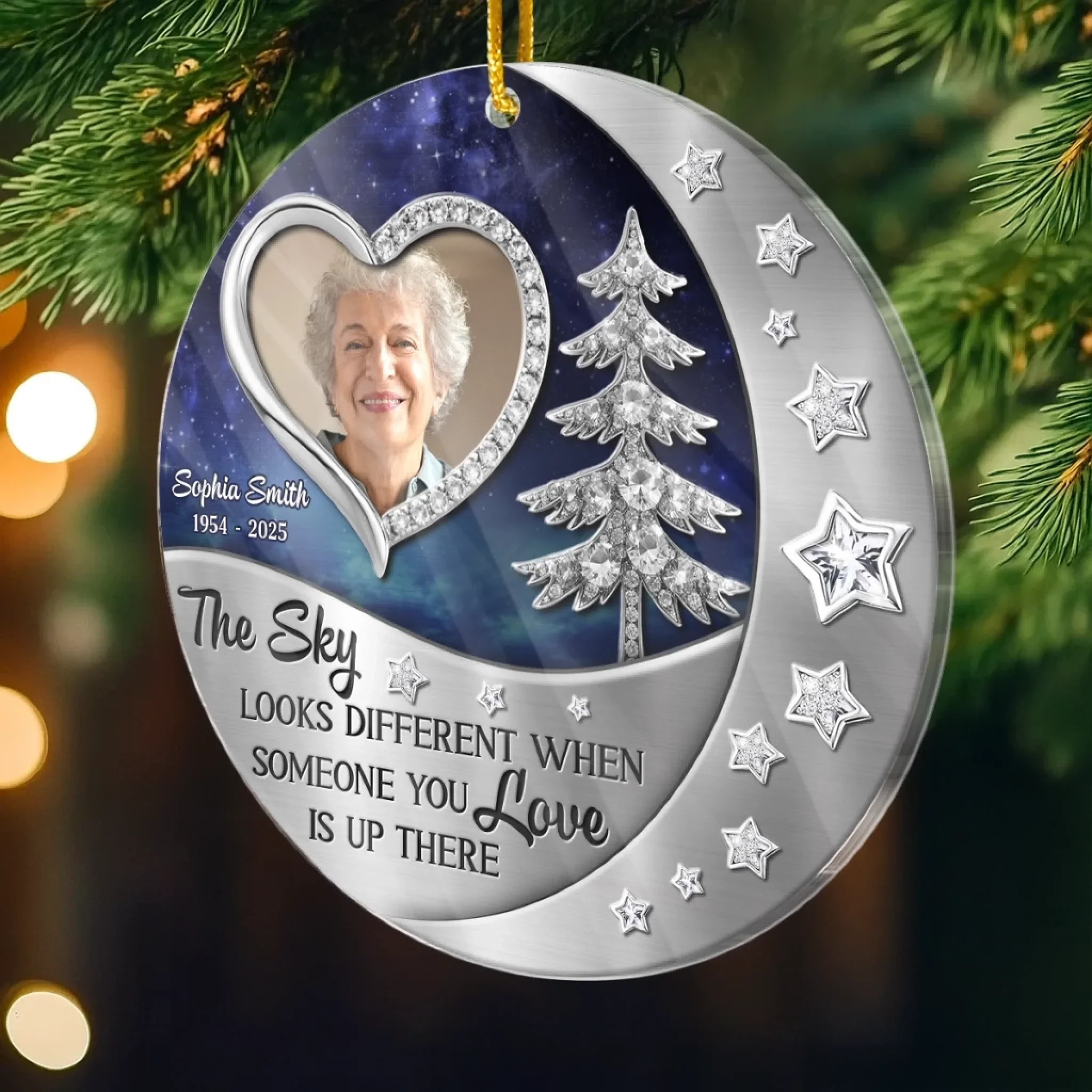 Custom Photo Acrylic Ornament - Personalized Christmas Memorial Sympathy Gifts For Loss Of Mom, Dad - In Our Hearts Forevermore - Image 3