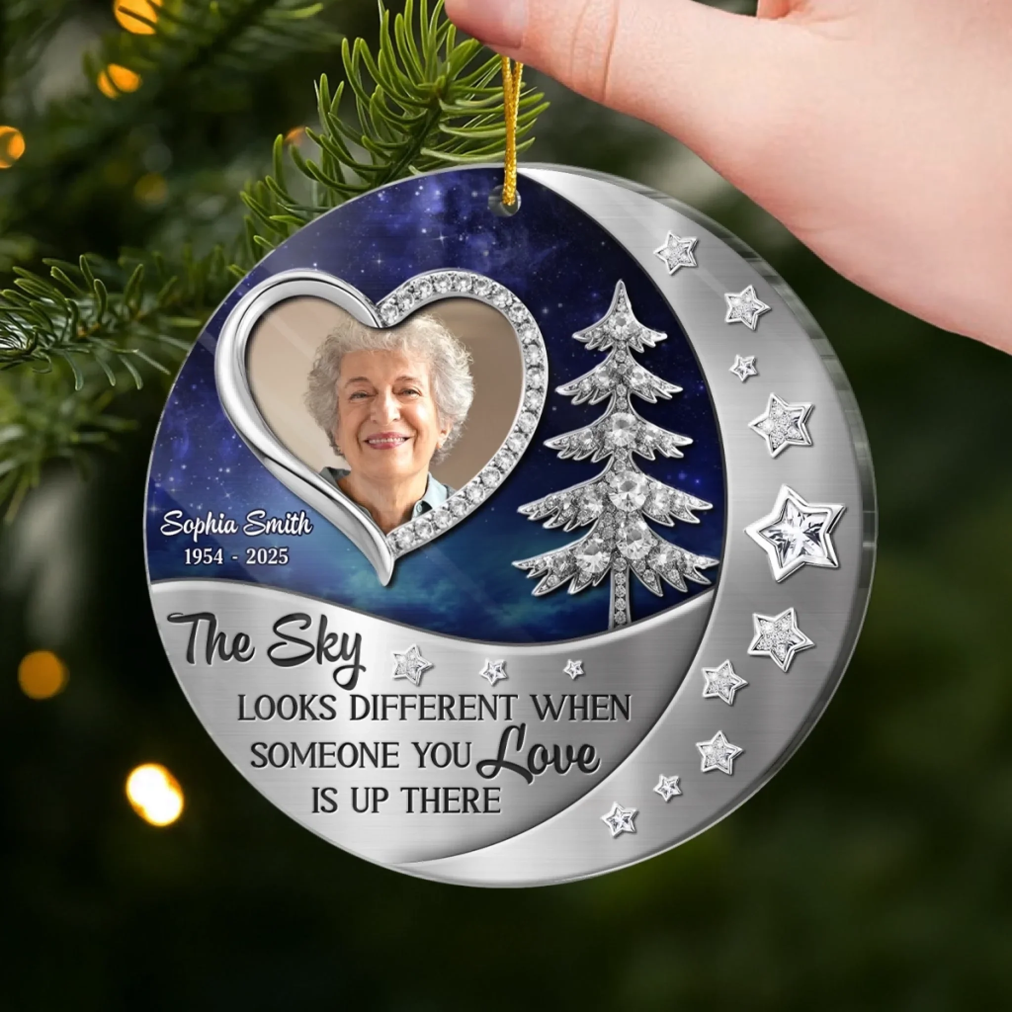 Custom Photo Acrylic Ornament - Personalized Christmas Memorial Sympathy Gifts For Loss Of Mom, Dad - In Our Hearts Forevermore - Image 4