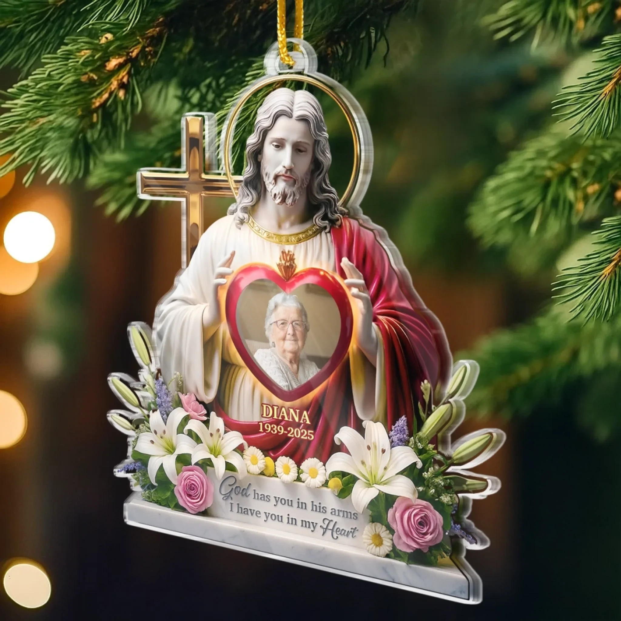 Custom Photo Acrylic Ornament - Personalized Christmas Memorial Sympathy Gifts For Loss Of Mom, Dad - Until Forever, You’re With Me - Image 3