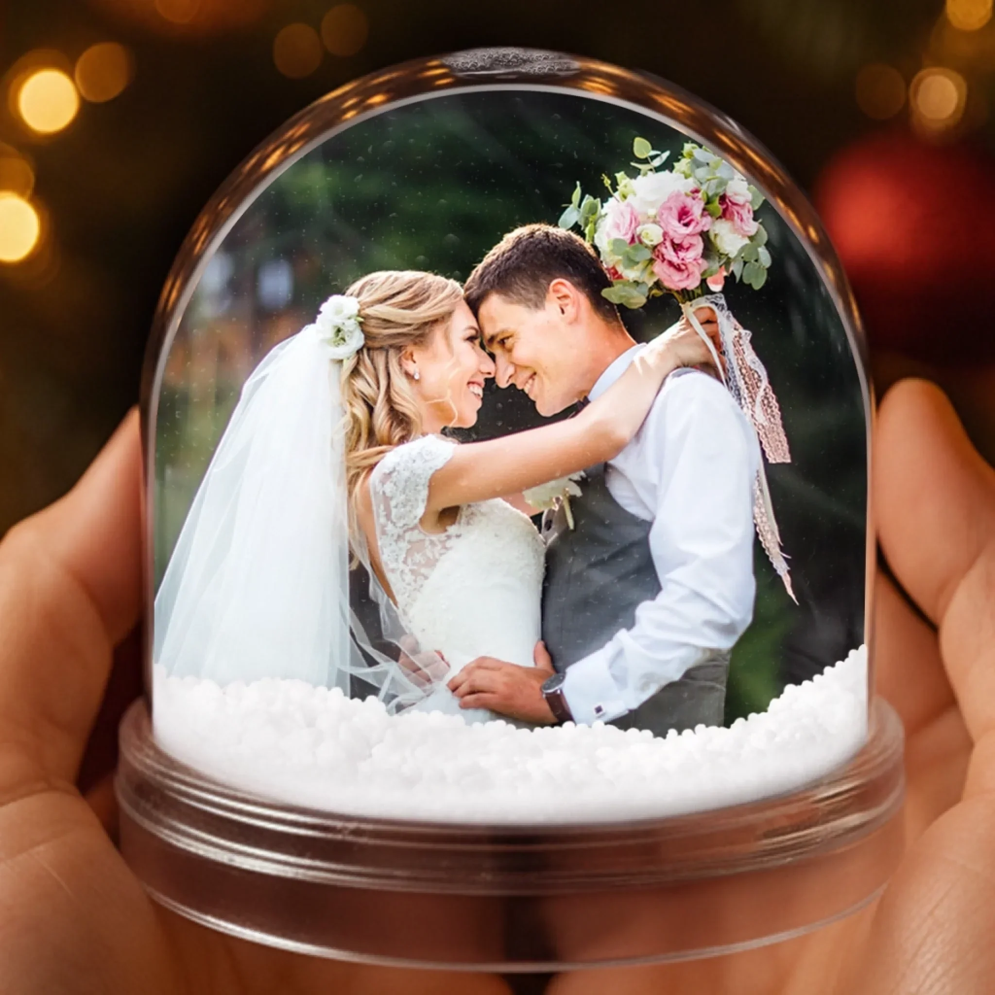 Custom Photo Acrylic Snow Globe - Personalized  Anniversary Christmas Wedding Gifts For Husband And Wife, Him And Her - Spinning Into Forever - Image 3