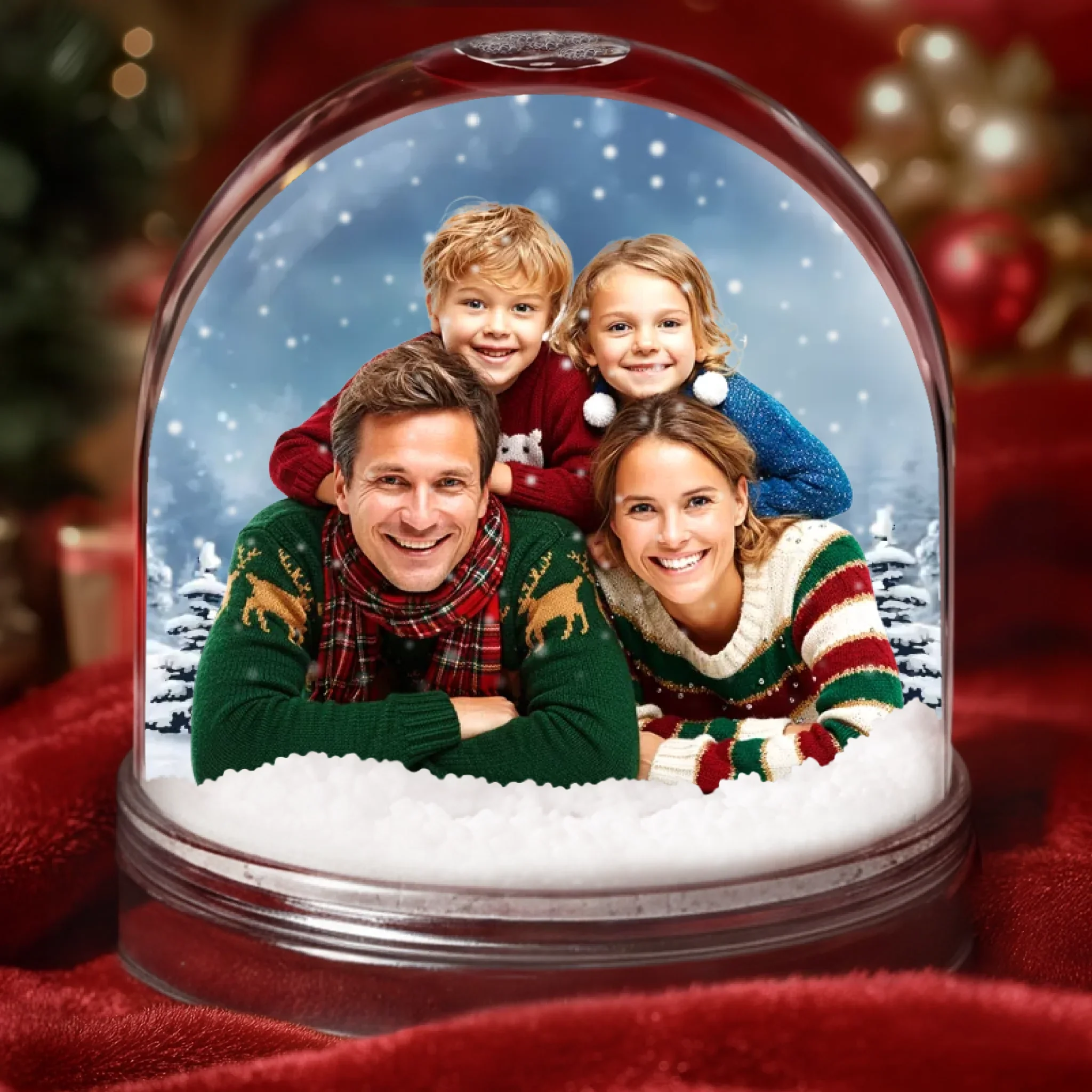 Custom Photo Acrylic Snow Globe - Personalized Christmas Birthday Gifts For Mom, Dad, Brother, Sister, Kids - Encircled By Our Love - Image 2