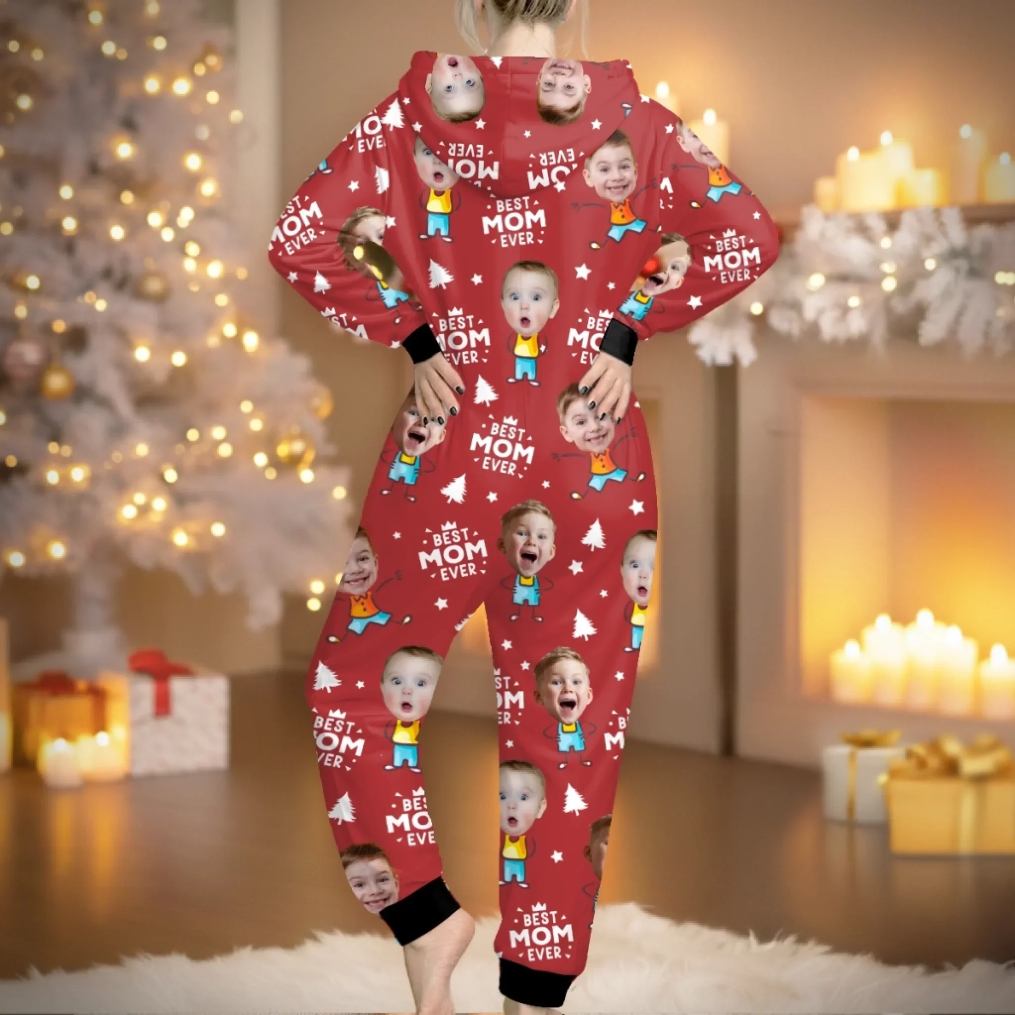 Custom Photo Adult Onesie - Personalized Christmas Birthday Gifts For Mom, Grandma - Cuddle Season Mode - Image 3