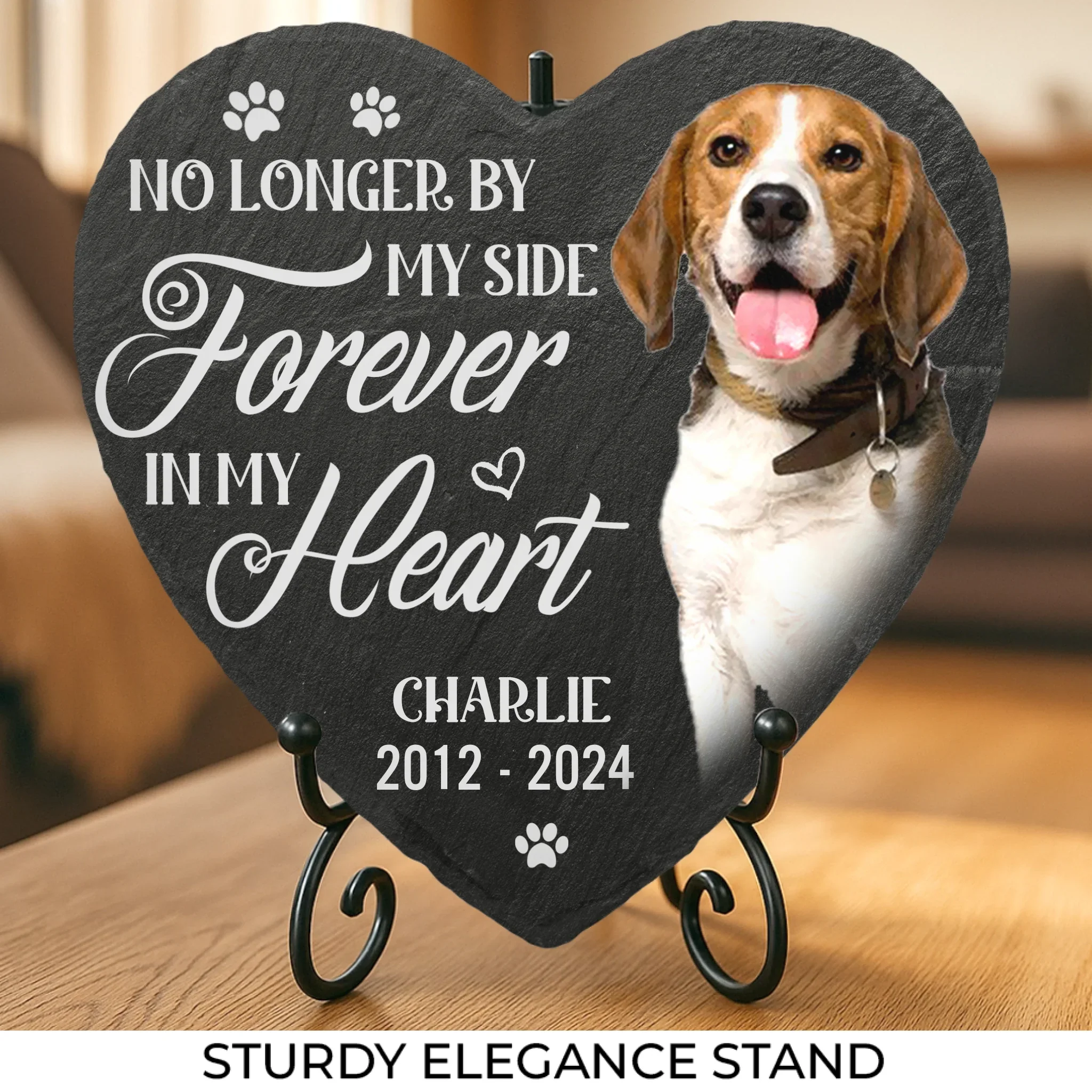 Custom Photo Always In My Thoughts - Memorial Personalized Custom Heart Shaped Memorial Stone - Sympathy Gift For Pet Owners, Pet Lovers - Image 3