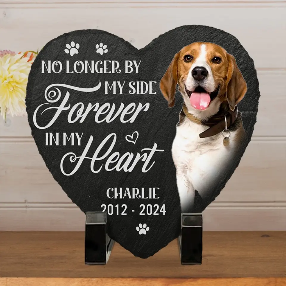 Custom Photo Always In My Thoughts - Memorial Personalized Custom Heart Shaped Memorial Stone - Sympathy Gift For Pet Owners, Pet Lovers - Image 4