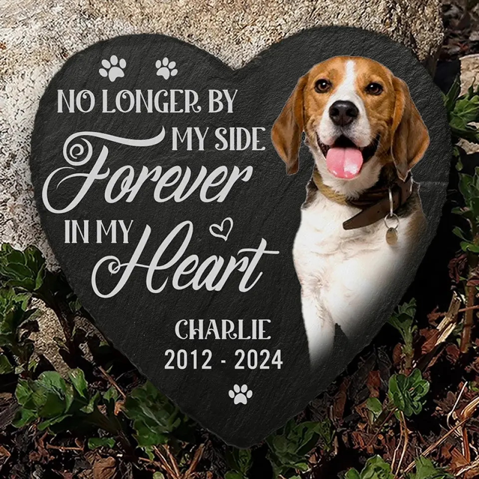 Custom Photo Always In My Thoughts - Memorial Personalized Custom Heart Shaped Memorial Stone - Sympathy Gift For Pet Owners, Pet Lovers - Image 5