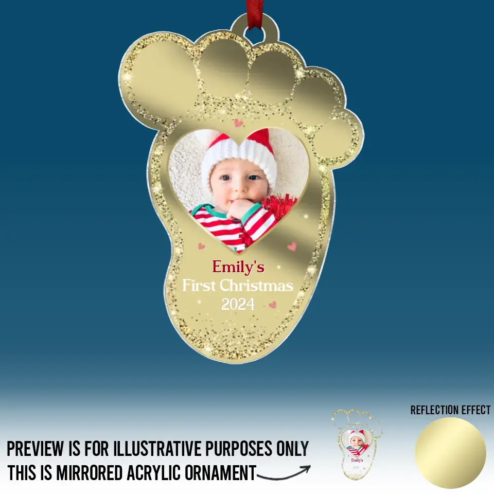 Custom Photo Baby's First Noel - Family Personalized Custom Mirrored Acrylic Ornament - Christmas Gift For Baby Kids, Newborn Baby - Image 2