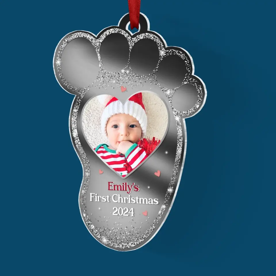 Custom Photo Baby's First Noel - Family Personalized Custom Mirrored Acrylic Ornament - Christmas Gift For Baby Kids, Newborn Baby - Image 4
