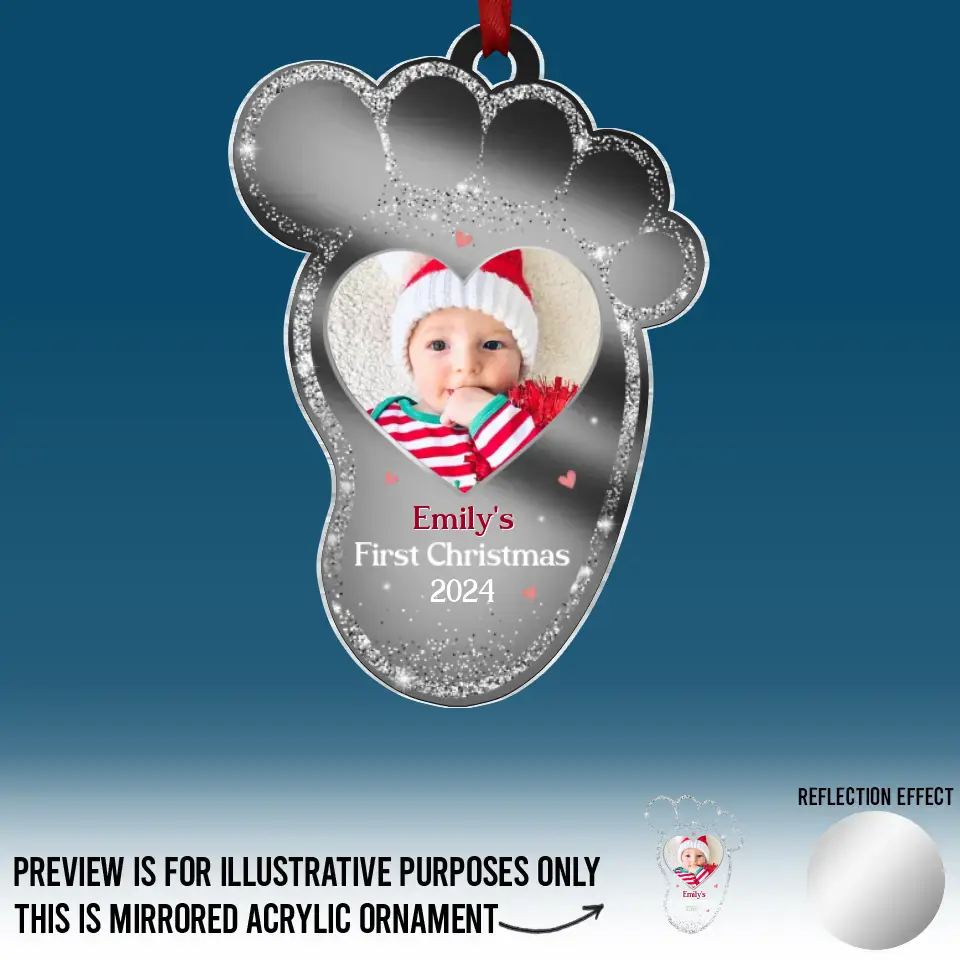 Custom Photo Baby's First Noel - Family Personalized Custom Mirrored Acrylic Ornament - Christmas Gift For Baby Kids, Newborn Baby - Image 6