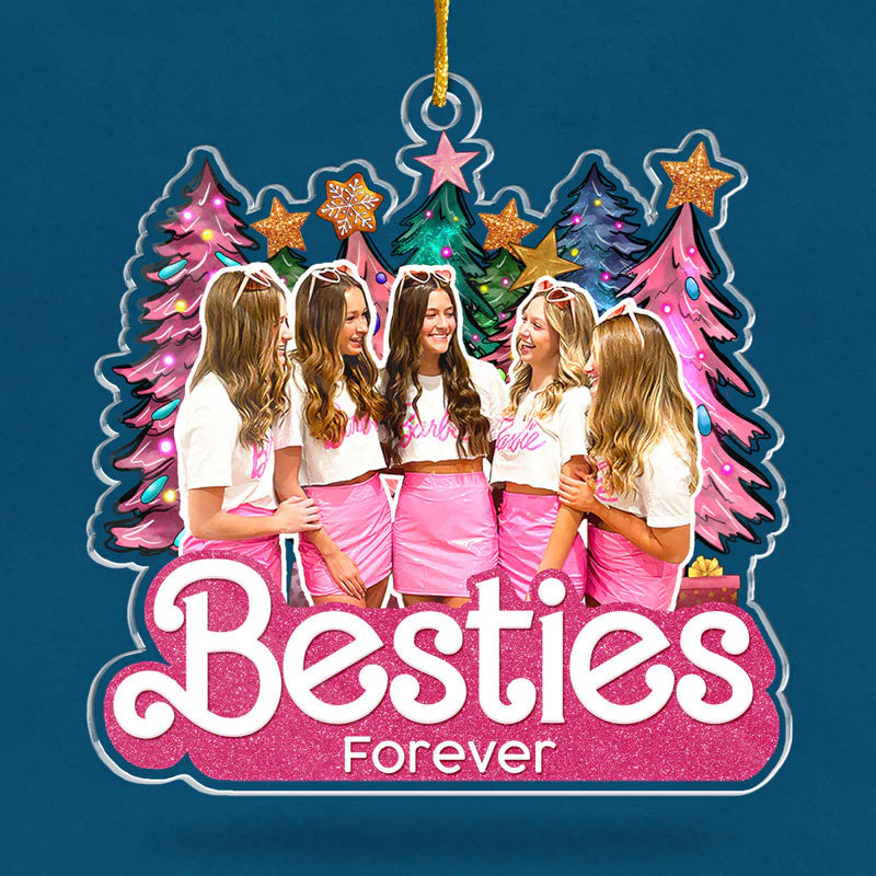 Custom Photo Barbie Girls In A Barbie World - Bestie Personalized Custom Ornament - Acrylic Custom Shaped - Christmas Gift For Best Friends, BFF, Sisters - Image 3