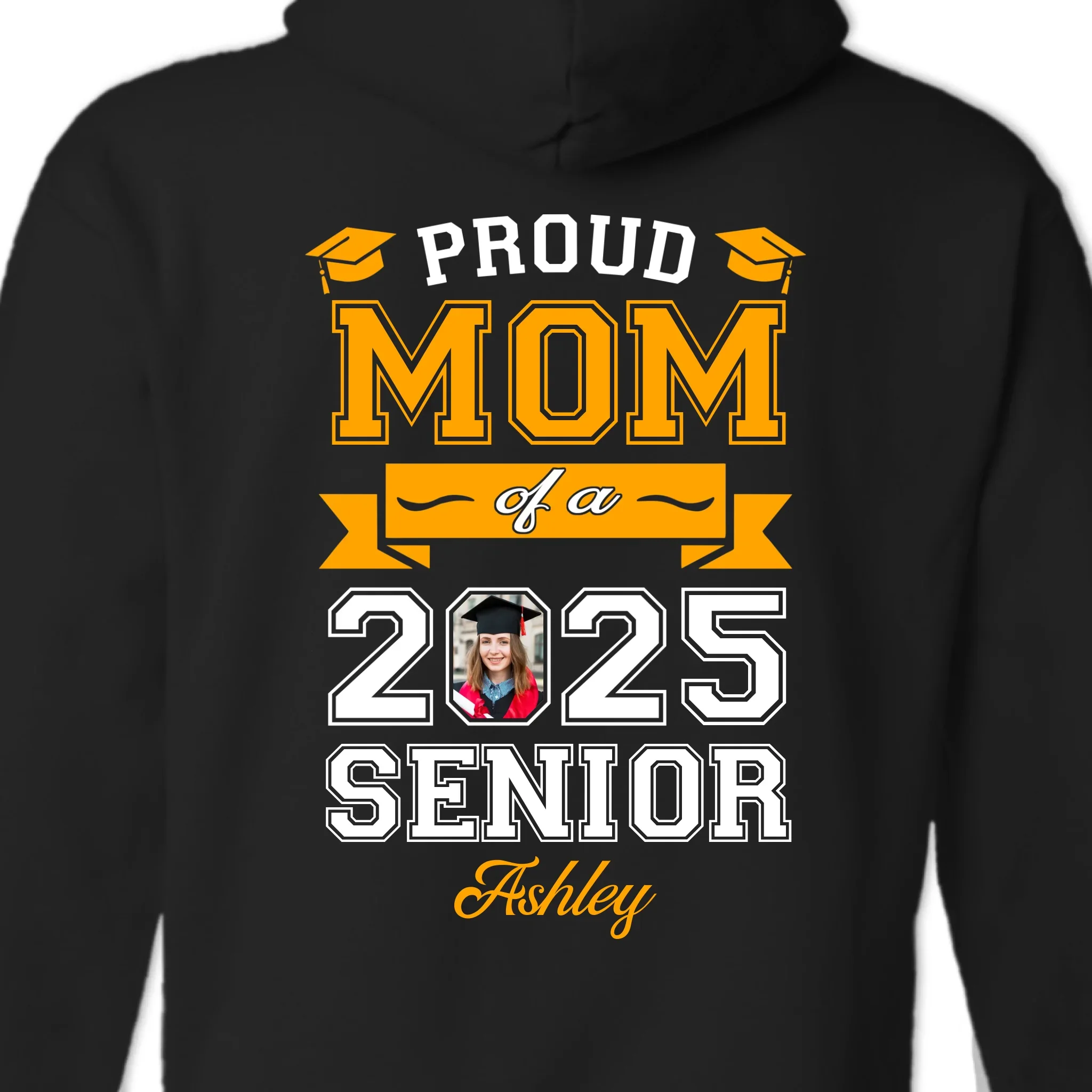 Custom Photo Behind Every Senior, There’s A Proud Mom - Family Personalized Custom Back Printed Unisex T-shirt, Hoodie, Sweatshirt - Graduation Gift For Family Members, Siblings, Brothers, Sisters - Image 5