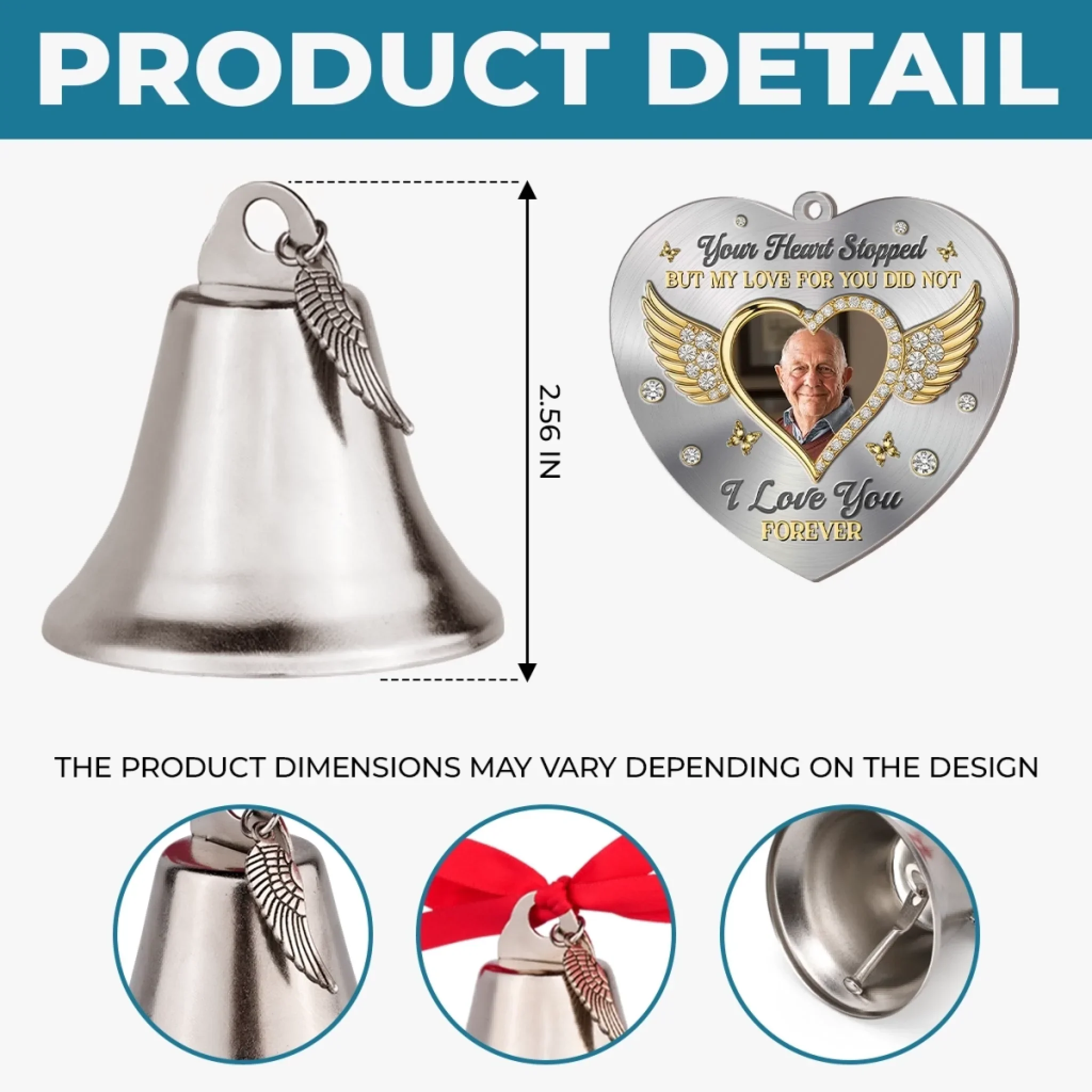 Custom Photo Bell Ornament With Charms - Personalized Memorial Sympathy Gifts For Loss Of Mom, Dad - A Life That Echoes In Love - Image 5